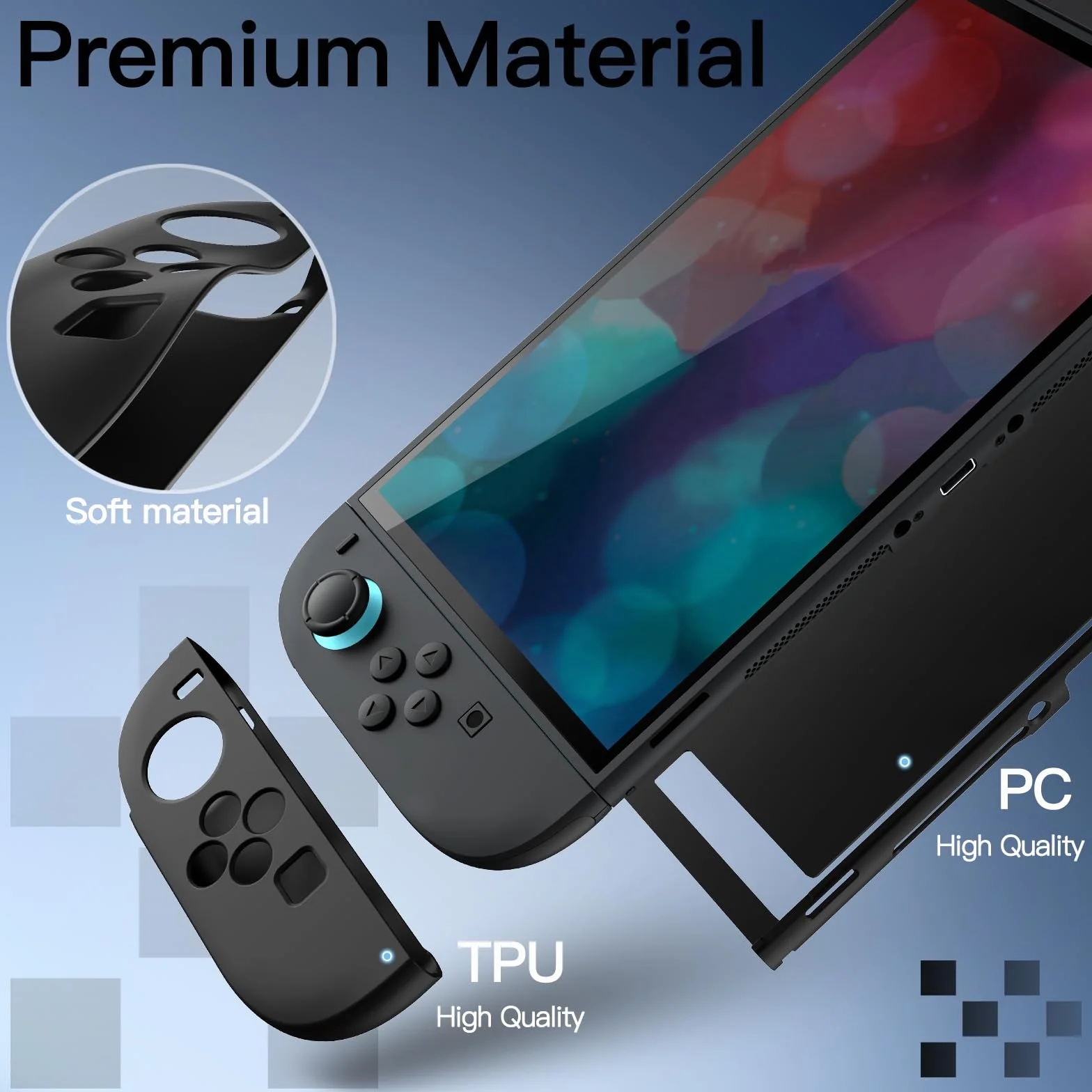 JETech Szczupły Dokowalne Etui dla Nintendo Switch 2 (2025) 7,9 Cala, Miękka Osłona Chwytu TPU dla Joy-Con Odłączanego, Matowe Niosąc PC Tylna Skorupa, Odporny na Zarysowania (Czarny)