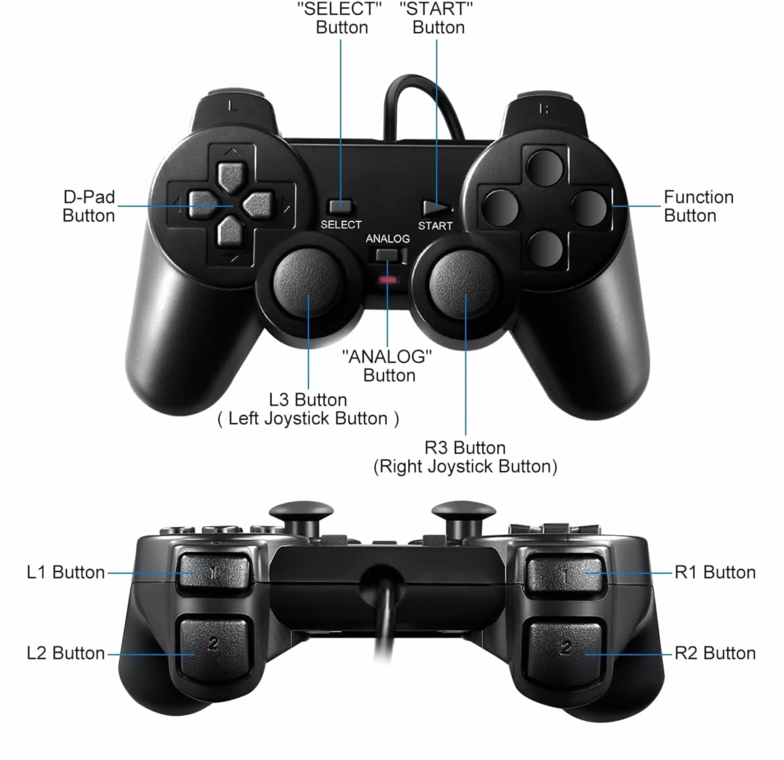 FLLAGG20 | 1X Kontroler kompatybilność z PS2 PS1 PSX | Czarny, przewodowy | Analogowe sterowanie, podwójne silniki wibracyjne, | Immersja w grach zręcznościowych Joystick Controller