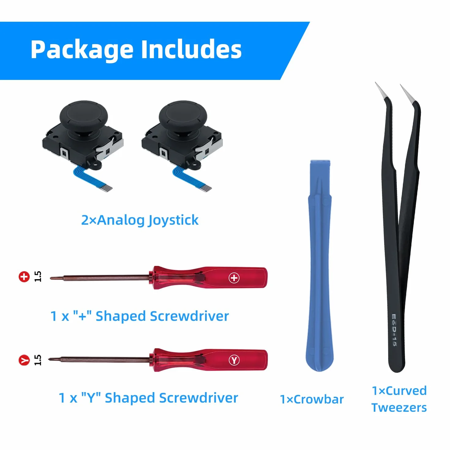 Tolesum Switch Joycon 3D Joystick Analogowy Zestaw Naprawy dla NS Switch/przełącznik OLED Joy-Con/Switch Lite Controller z Narzędziami Naprawy-Czarny