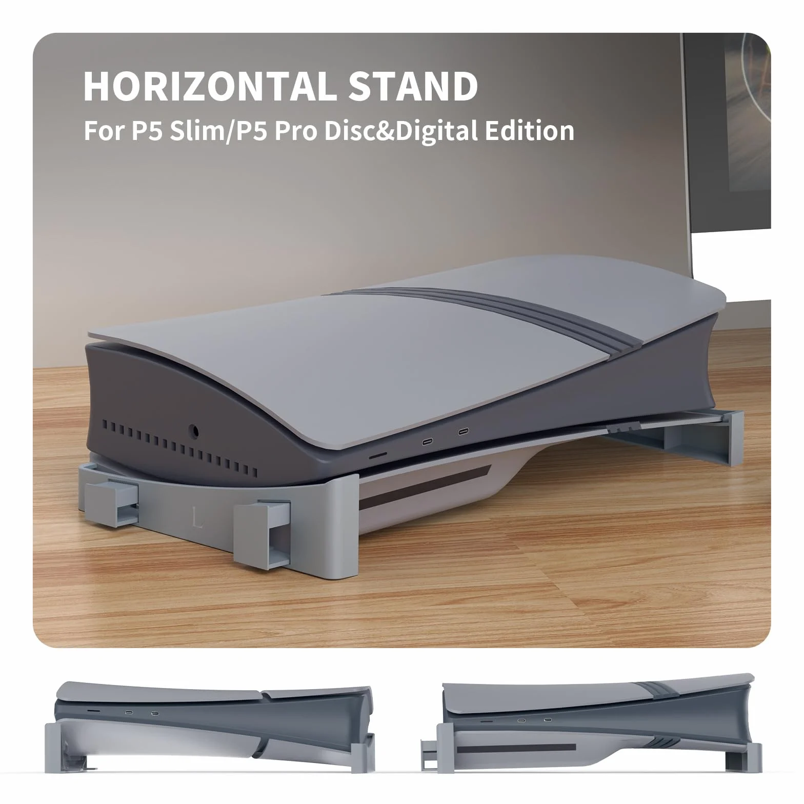 Poziomy wspornik stojaka ABS do PS5 Pro Digital i Disc do PS5 Slim Console Mount Holder akcesoria (szary)