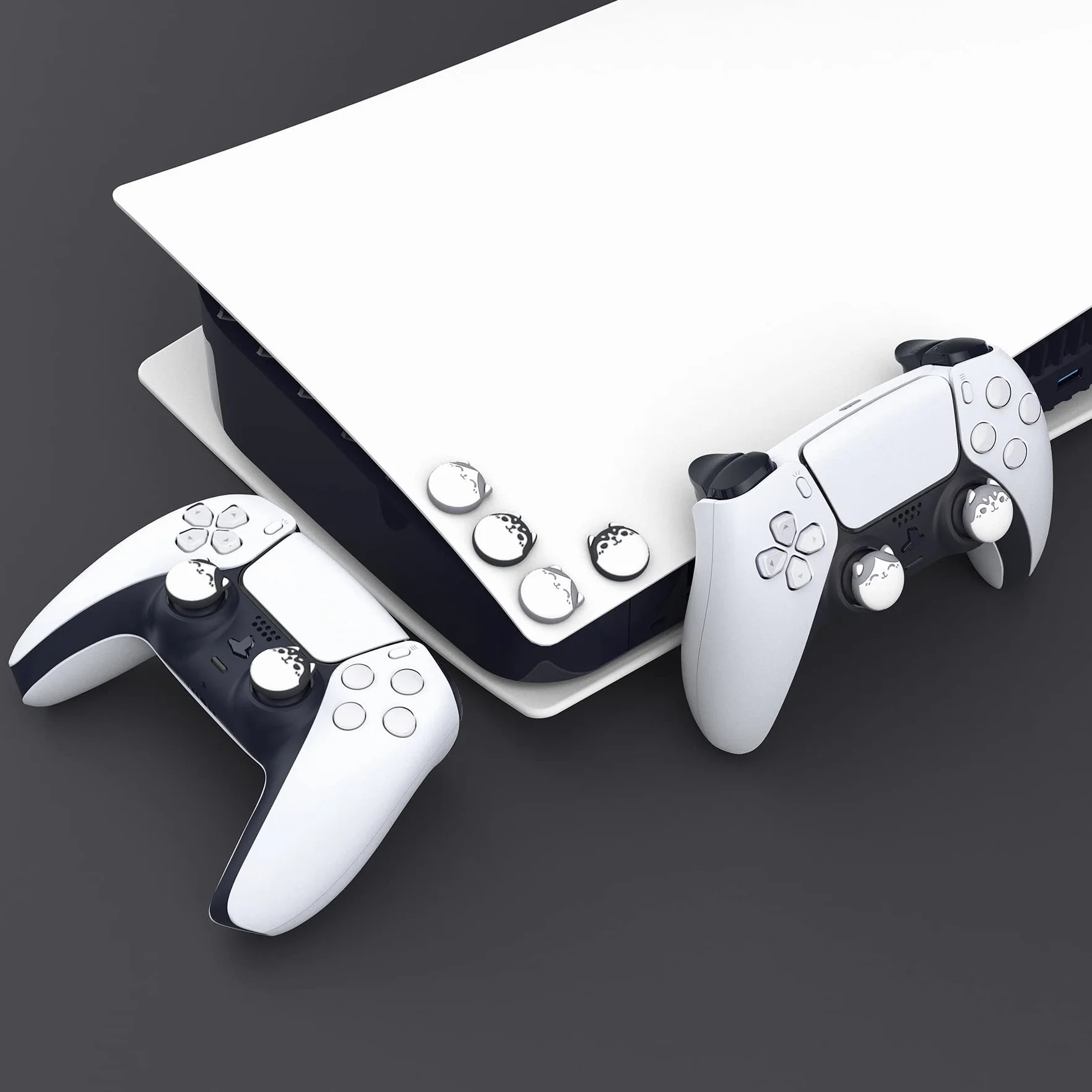 PlayVital 4PCS Thumb Grip Caps do ps5 Controller Nakładki na kciuk do ps4,Analogowa Osłona Sztyftu kompatybilny z Xbox Series X/S,Uchwytami na Kciuki do Switch Pro-Granatowy&Jasny Szary
