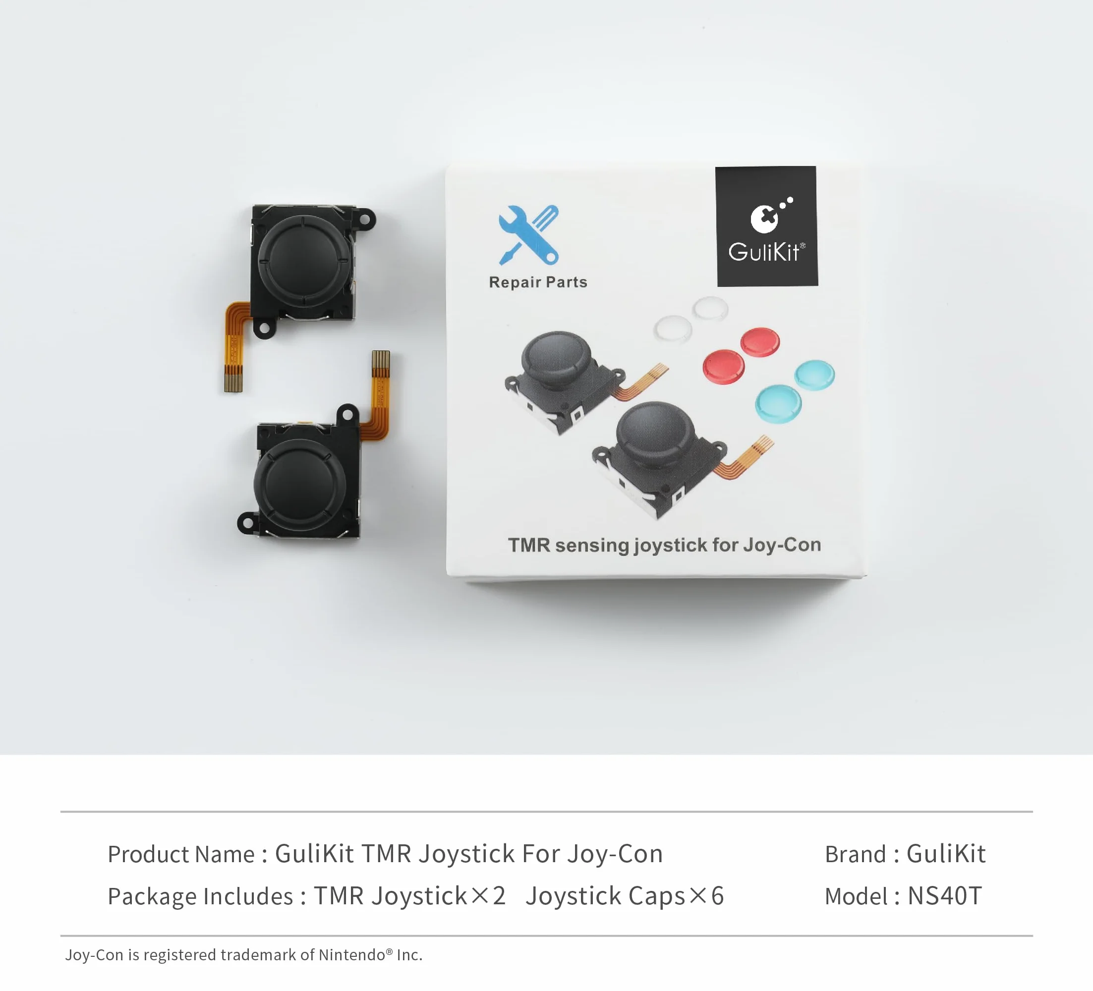 RunSnail for GuliKit TMR Joystick Zamienny Joycon 2Pcs, Bez Dryftu, Wysoka Precyzja, Elektromagnetyczny Joystick TMR Zestawem, 4 Kolorowe Nakładki na Gałki, Kompatybilny Switch/OLED/Lite