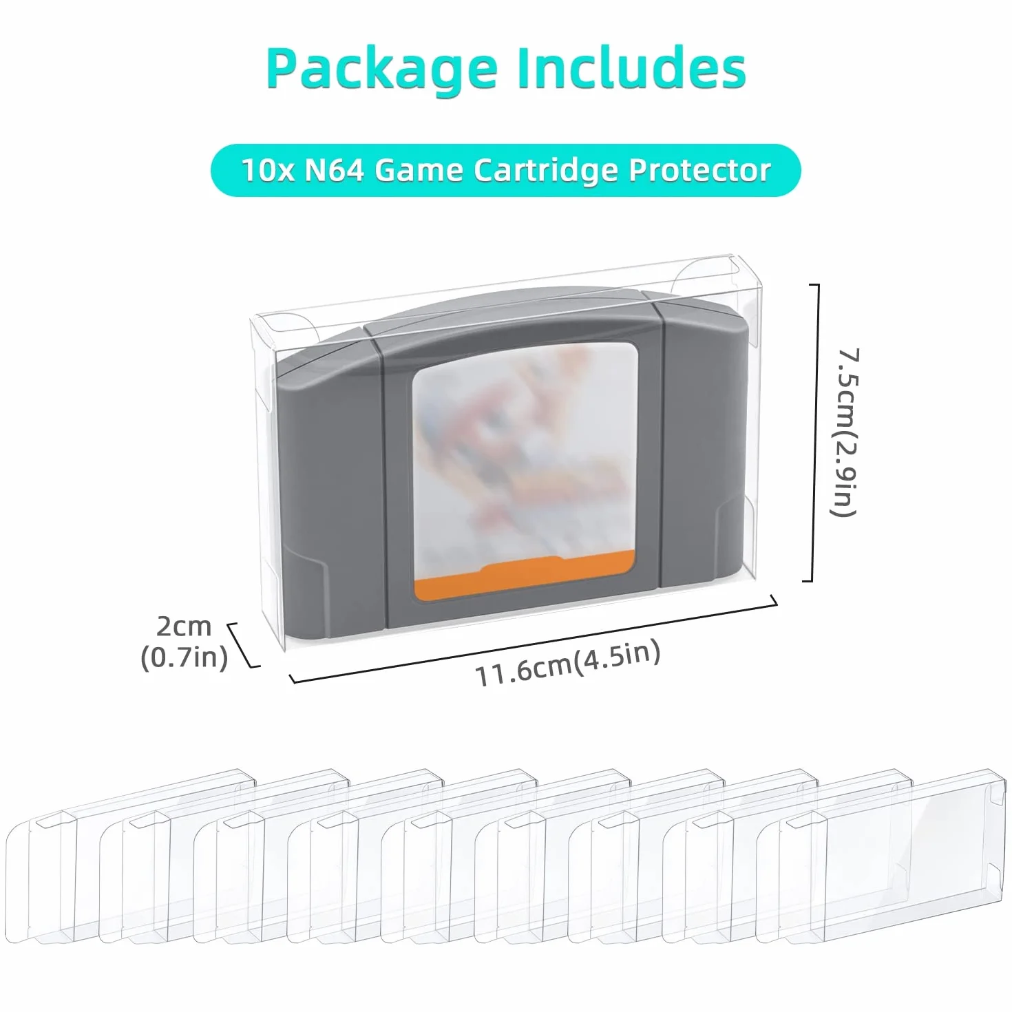 Mcbazel LOT 10 Clear Case Sleeve Protector na kartridż z grami NS N64 (zestaw 10 sztuk)