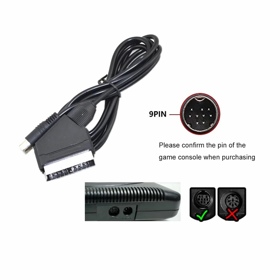 WICAREYO Kabel RGB SCART 1.8 m, Kompatybilny z Megadrive 2 Konsolą