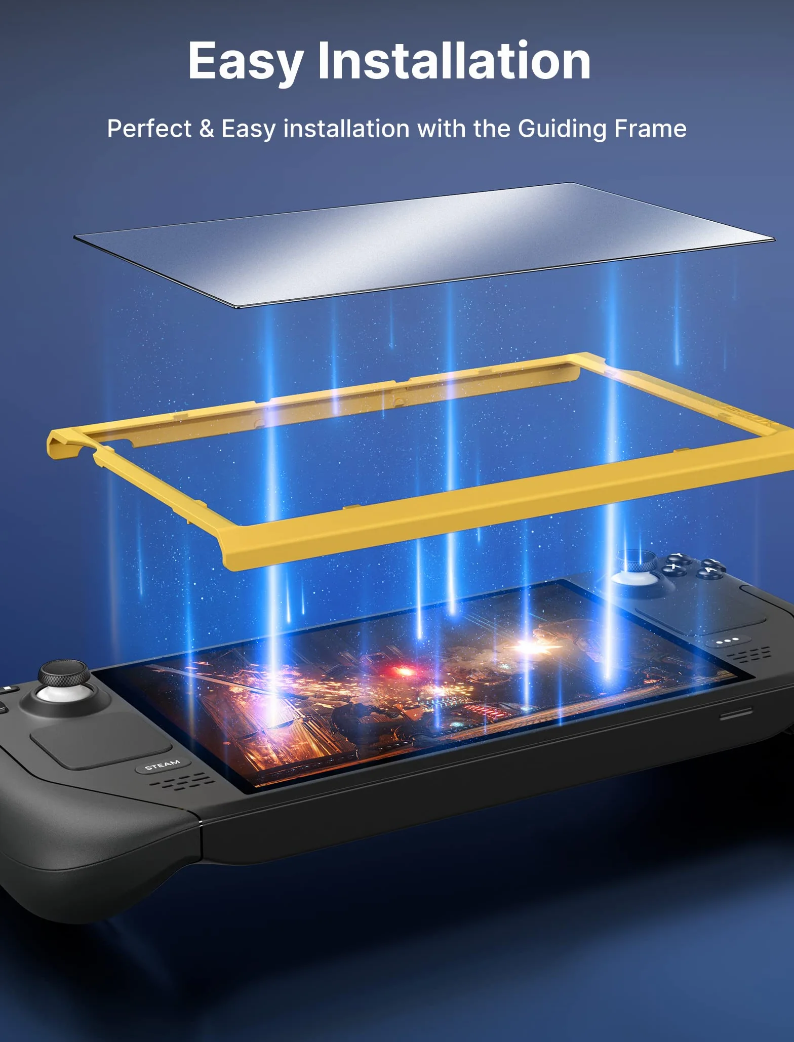 JSAUX Matowe Przeciwodblaskowe Szkło Hartowane kompatybilny ze Steam Deck (OLED) [Zestaw 2 szt.], Pełna Ochrona Ekranu kompatybilny z Steam Deck, Łatwa Instalacja z Ramką Montażową (Wersja Ulepszona)