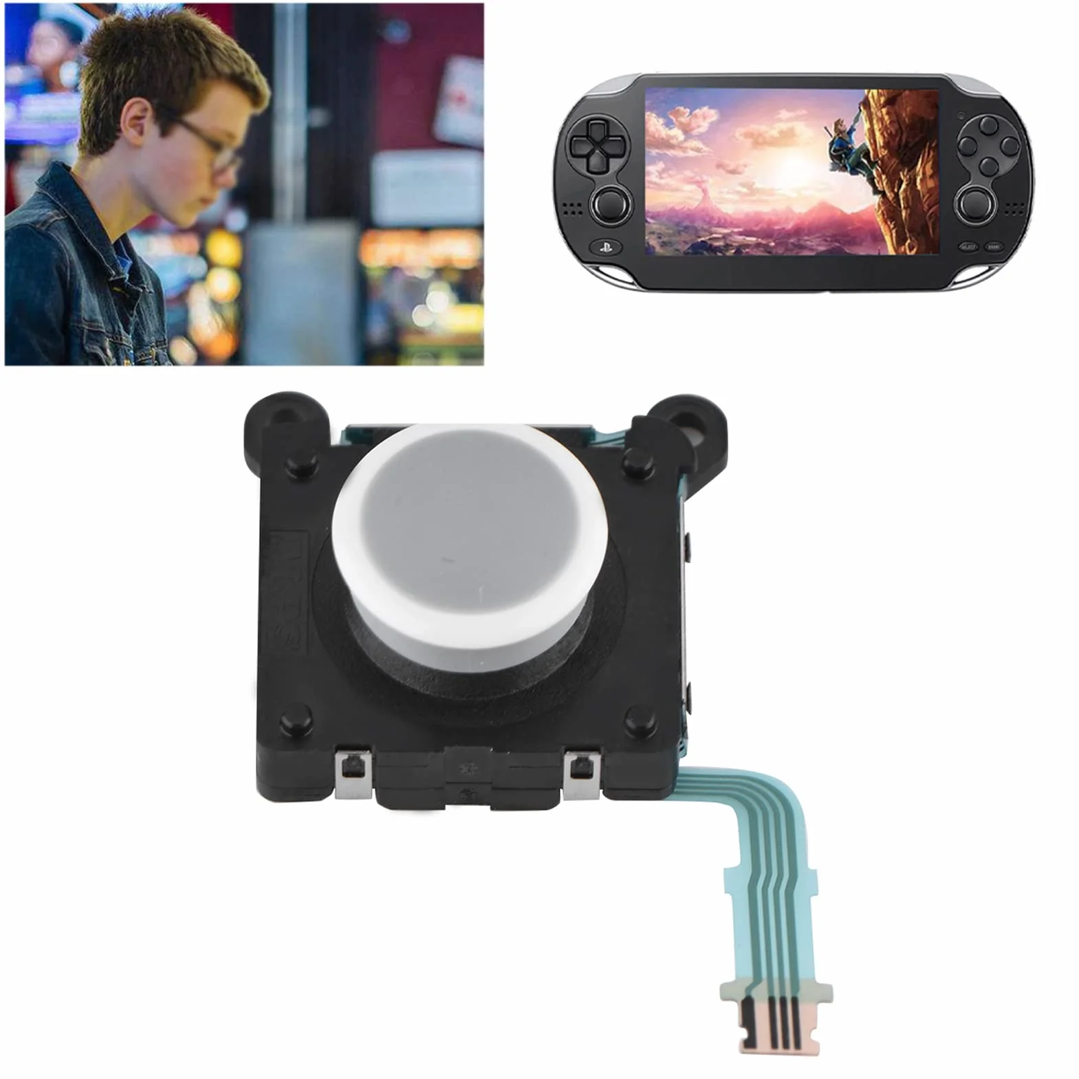 Przycisk joysticka, analogowy moduł kołyskowy część zamienna 3D analogowy moduł przyciskowy do PSV 2000 zapasowy szklany wahacz + drążek analogowy zamiennik drążka analogowego