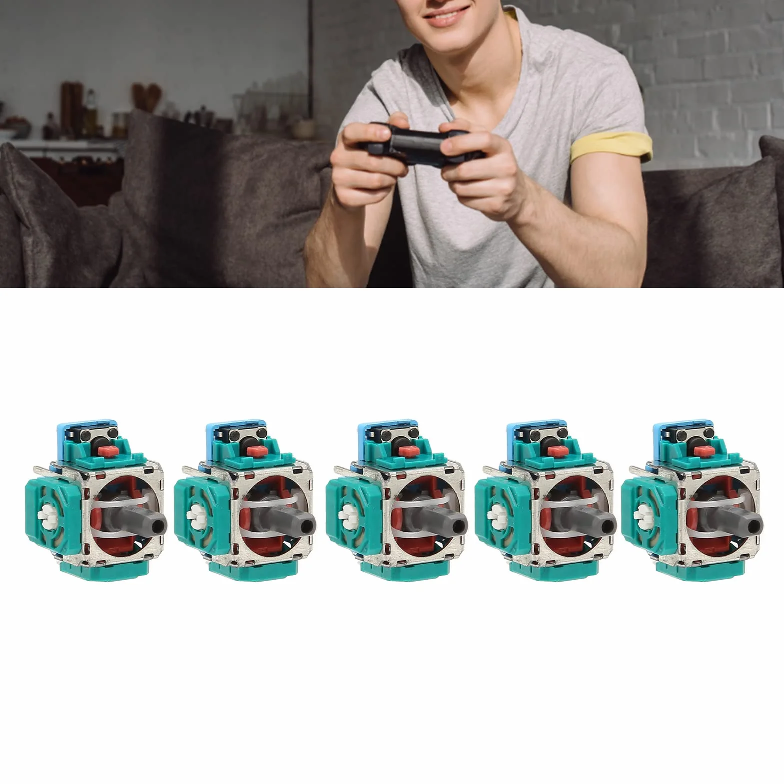 5 szt. Joystick 3D Analogowy Drążek do Kontrolera Gier, Wymienny Kontroler Gier moduł Drążka Analogowego, Analogowe Koło Czujnika 3D Drążki na Kciuki Joystick Rocker Module