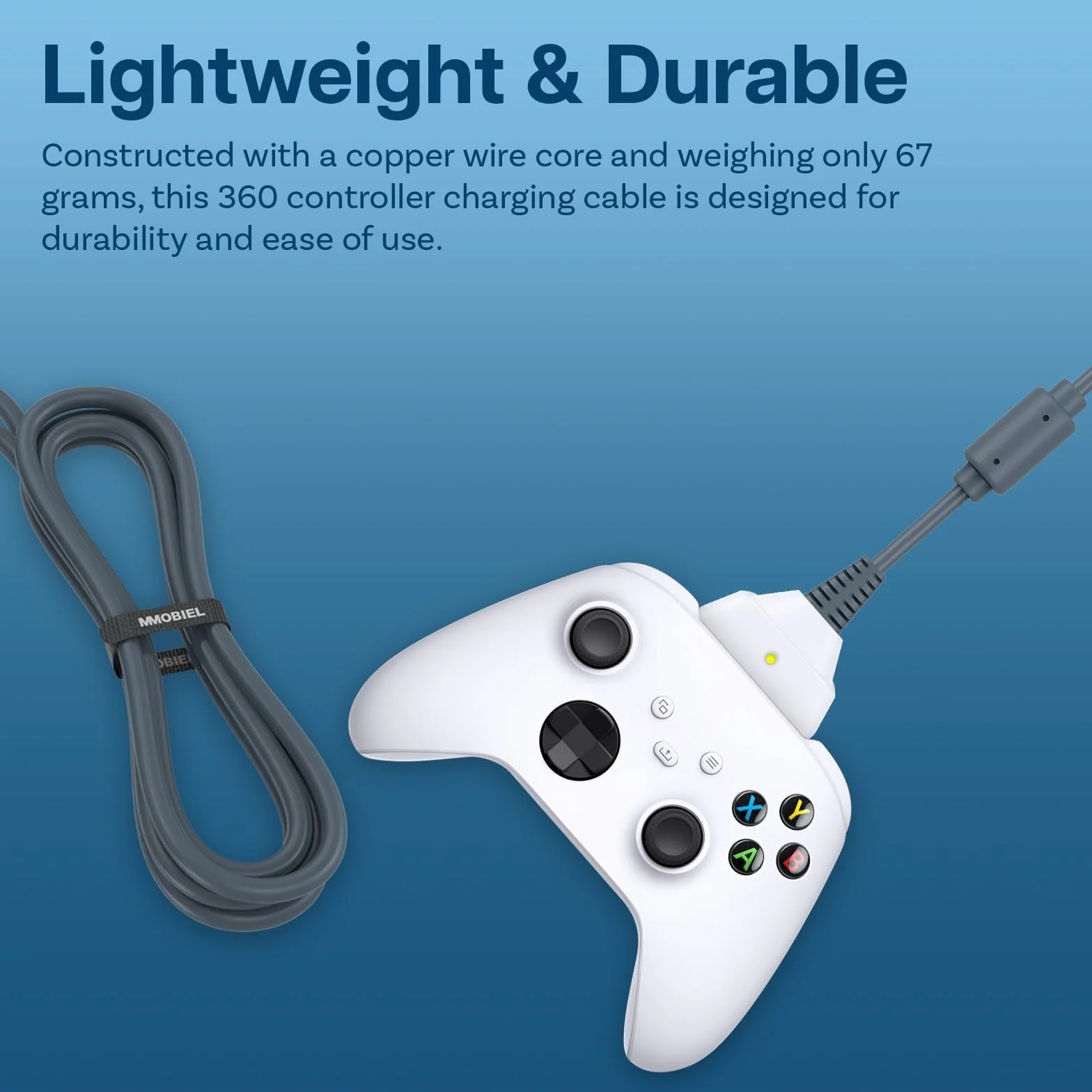 Kabel Ładowarki USB do XBOX 360/360 Slim Wireless Controller firmy MMOBIEL - 1,8m Kabel Zamienny do Kontrolera Bezprzewodowego - Kabel do Kontroler do Gier, Adapter do Konsoli - Biały