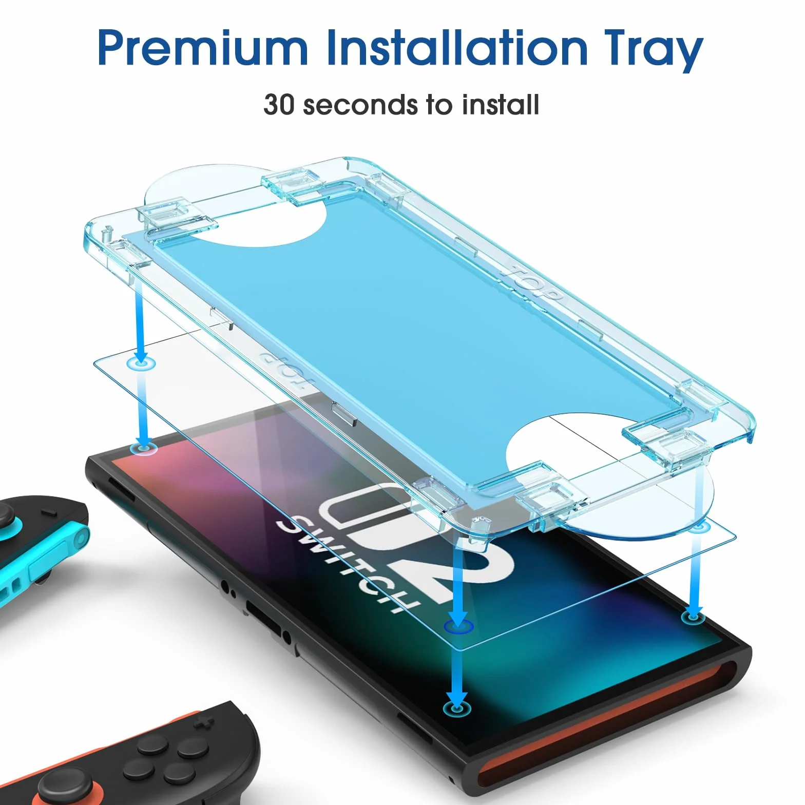 amFilm OneTouch szkło osłona ekranu zaprojektowana dla Nintendo Switch 2 model 2025 - z zestawem automatycznego wyrównania, bez pęcherzyków powietrza [2-pak]