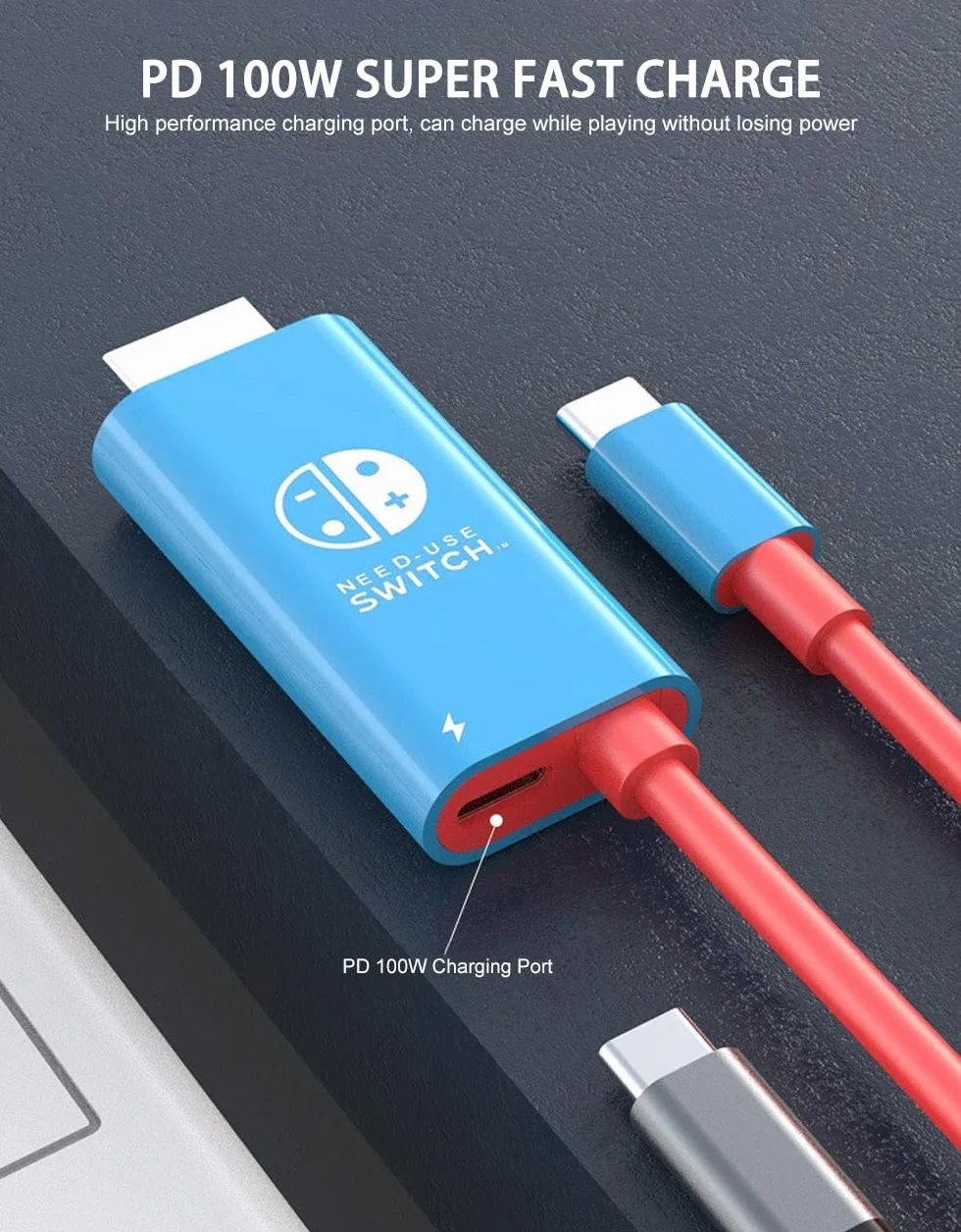 2026 USB C to HDMI Cable Adapter for Nintendo Switch 2, 4K 60Hz HDMI 2.0, 100W Charging Port, TV Adapter Switch 2 Dock for Steam Deck,Nintendo 2 Accessories Switch OLED Docking Station Portable Travel