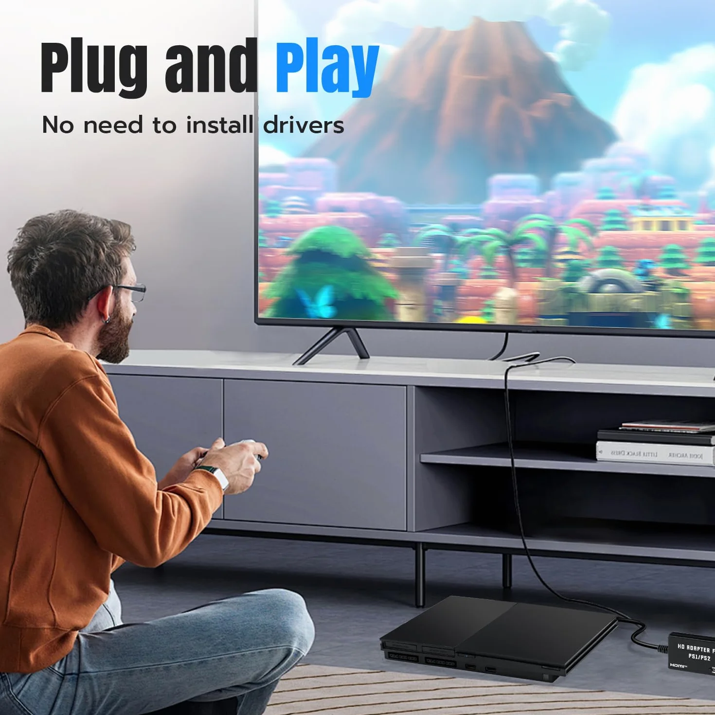 Mcbazel Adapter PS1/PS2 na HDMI, wielofunkcyjny adapter kabla HDTV HDMI do PS1/PS2/PS One