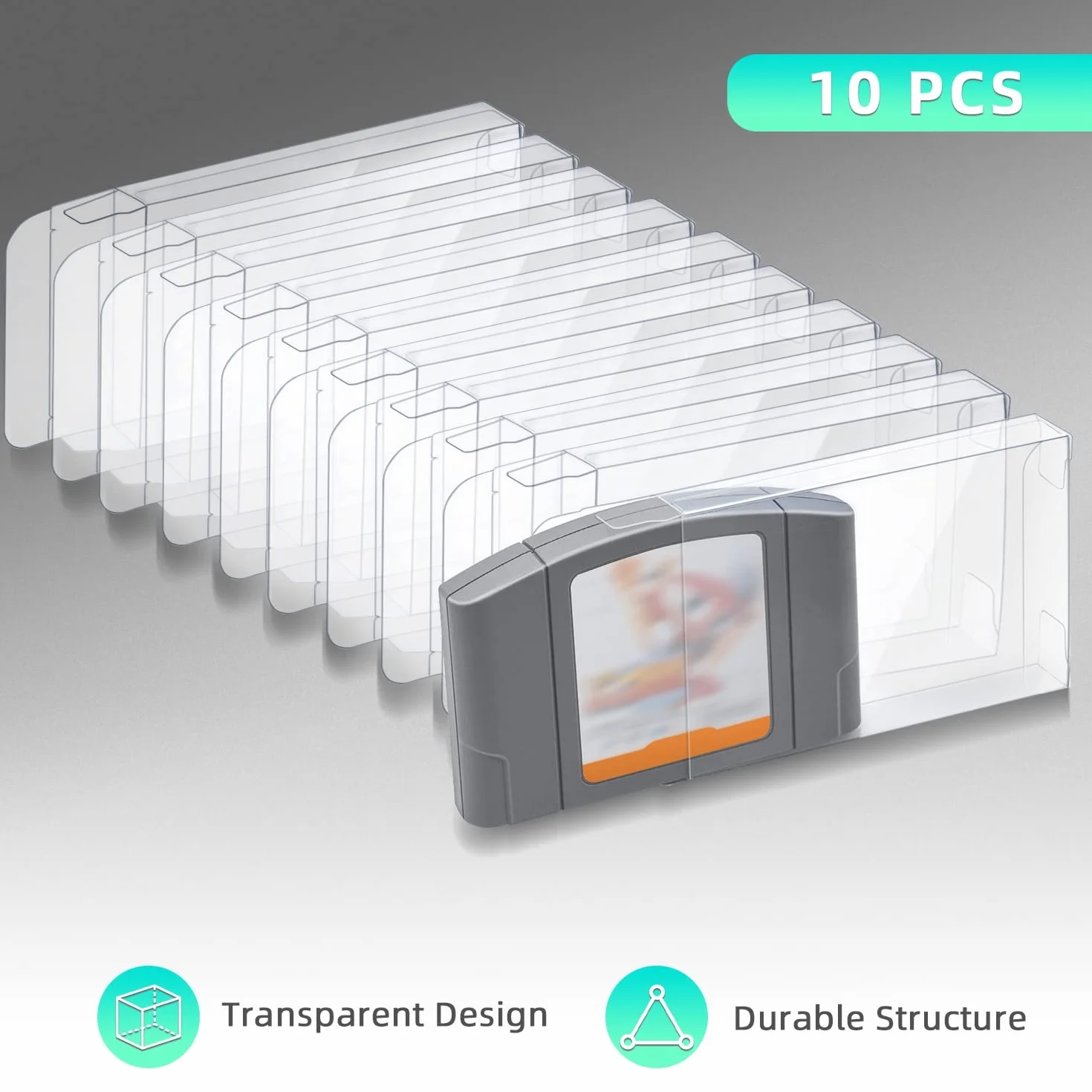 Mcbazel LOT 10 Clear Case Sleeve Protector na kartridż z grami NS N64 (zestaw 10 sztuk)