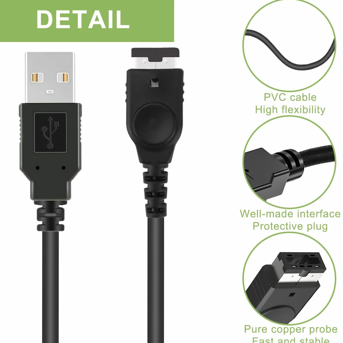 Xiatiaosann Kabel do ładowania USB GBA SP, do GBA Link Connect, do ładowania zasilania NDS, konsoli DS (NDS), do Game-boy Advance SP (1,2 m)