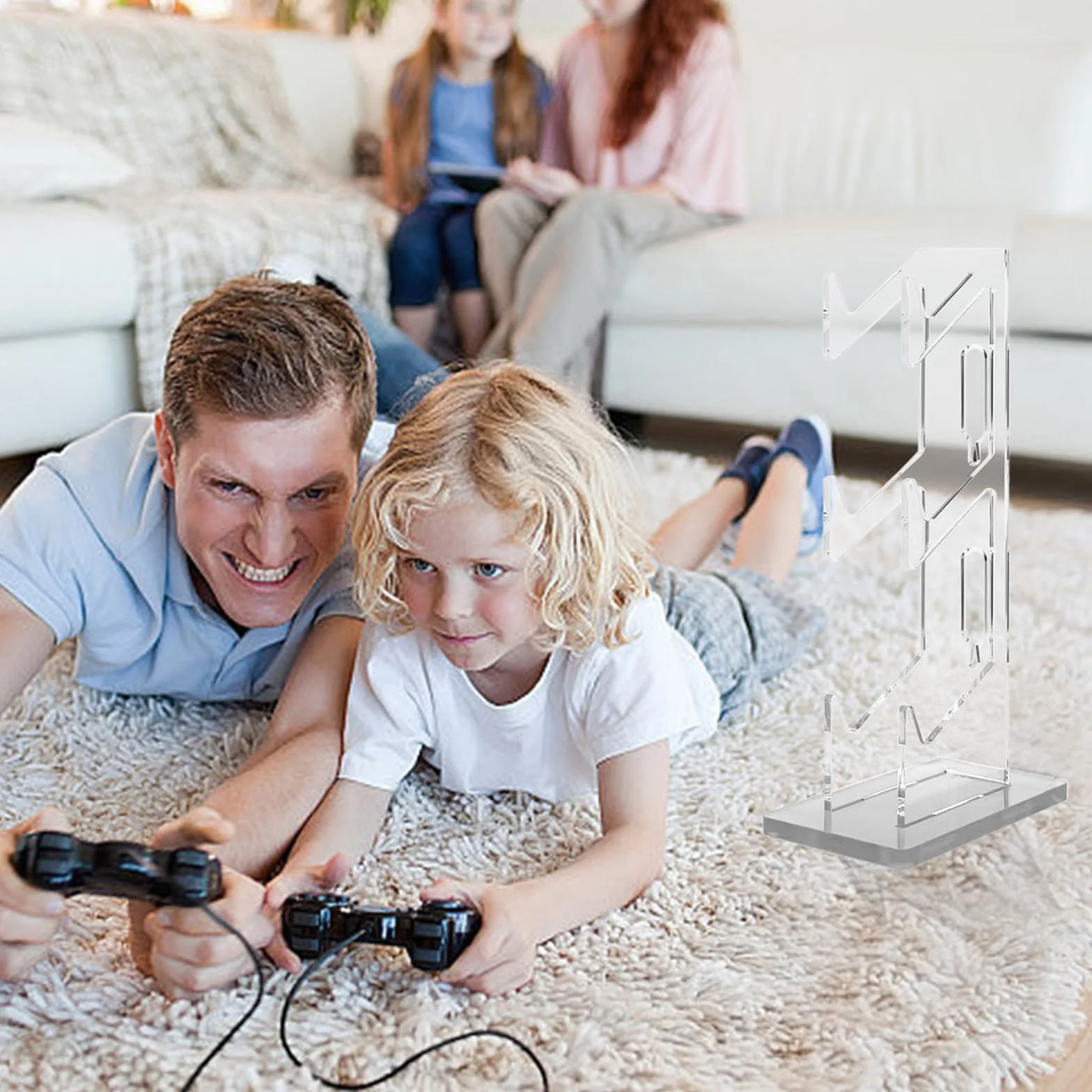 Nizirioo Uchwyt na kontroler do gier, stojak na słuchawki, 3 warstwy, wielofunkcyjny kontroler do gier, uchwyt na kontroler gier, stojak na kontroler gier, stojak z akrylu, do Xbox ONE Switch, PS4,