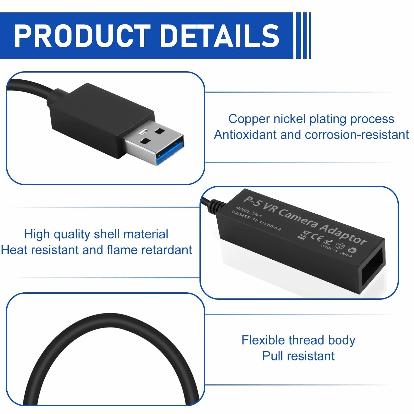 Hemlosk Adapter kamery do PS5 PSVR, USB 3.0, kompatybilny z PS4 PSVR i PS5