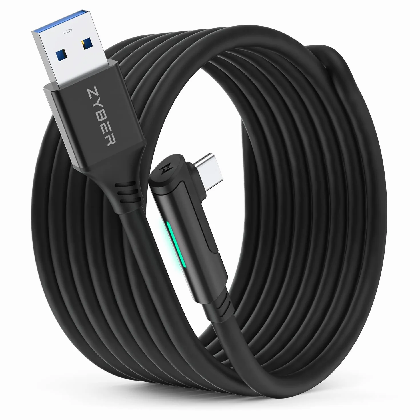 ZYBER Link Cable 5M do PICO 4/Oculus Quest 2, VR Headset Link Cable do Meta Quest Pro 2/1 Gaming PC, High Speed USB 3.0 do USB C Cable dla PC (czarny)