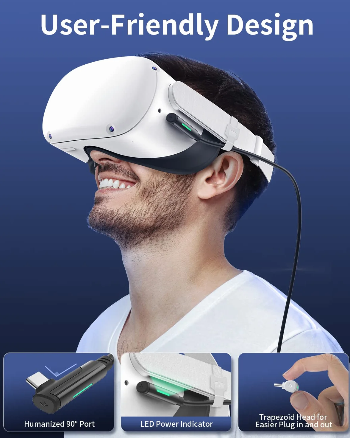 ZYBER Link Cable 5M do PICO 4/Oculus Quest 2, VR Headset Link Cable do Meta Quest Pro 2/1 Gaming PC, High Speed USB 3.0 do USB C Cable dla PC (czarny)