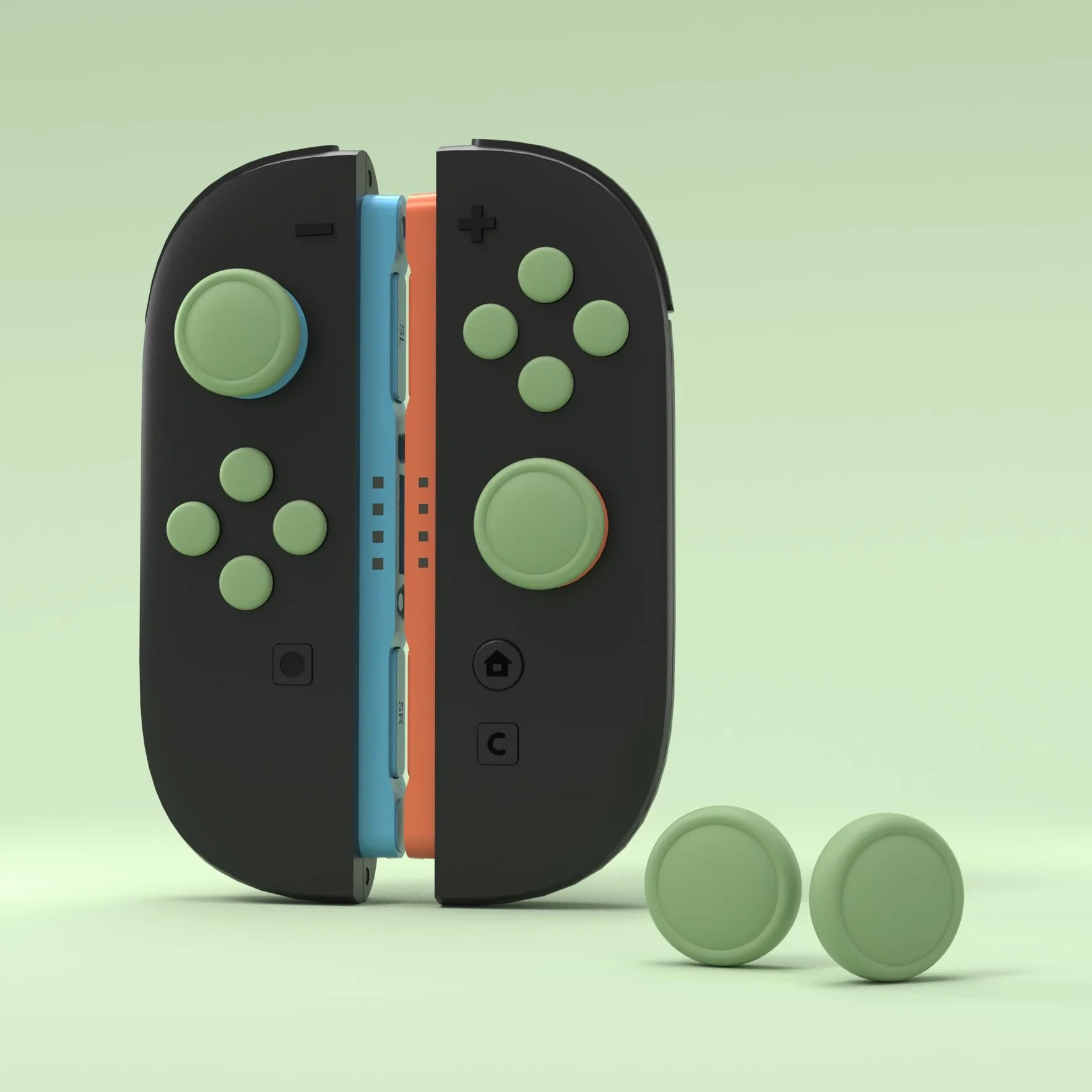 PlayVital Nakładki na Drążki i Przyciski do Switch 2 Joycon,Osłony Analogowe i Przyciski do Switch 2,Thumbstick Gripy Ochronne–Zielona Matcha