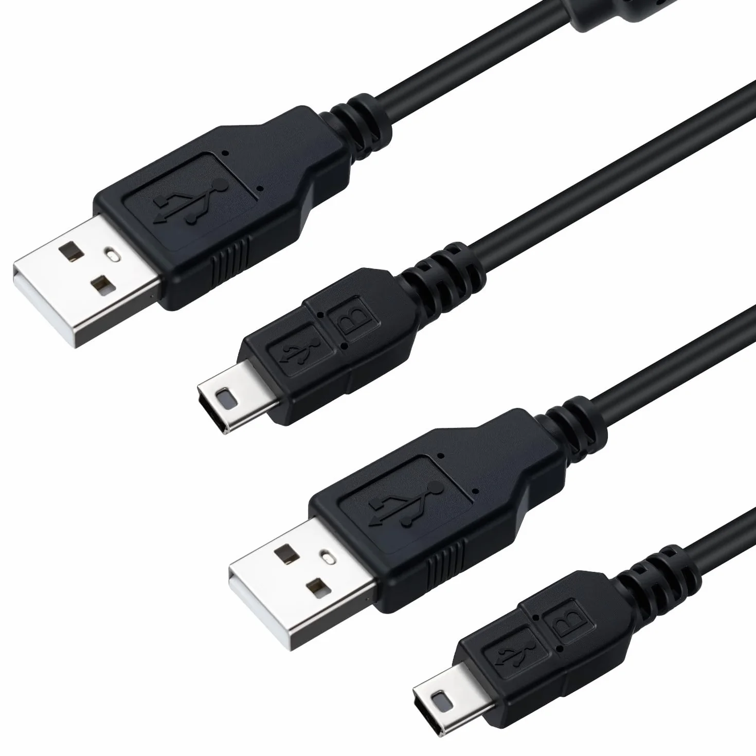 PS3 kabel do ładowania (3 m, 2 szt.), wtyczka typu A na mini kabel USB do ładowania, kompatybilny z kontrolerem Sony PS3 / PS3 Slim/Dualshock 3, Hero 3+, aparat cyfrowy, kamera na deskę rozdzielczą