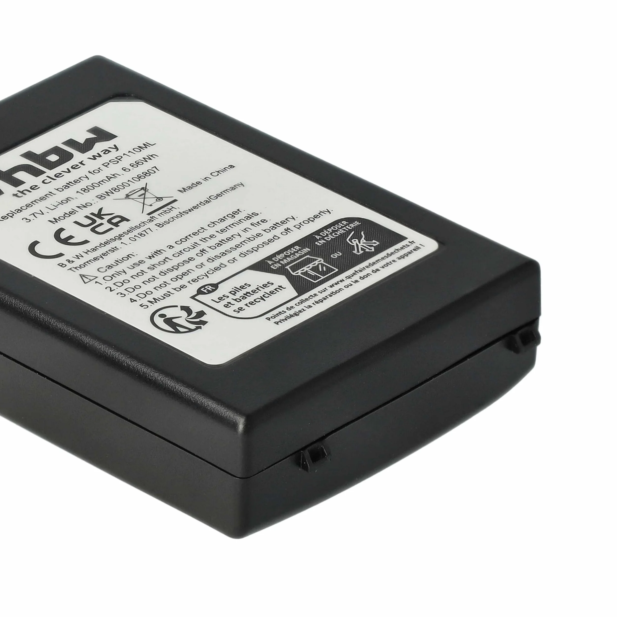 vhbw Bateria kompatybilna z Sony PlayStation Portable PSP-1000, PSP-1000K-CW, PSP-1001, PSP-1004, PSP-1006 - zamiennik do PSP-110, PSP-280G (1800mAh)