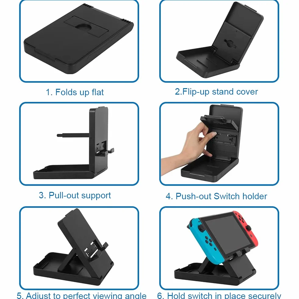 MMOBIEL -PACK Compact Console Stojak odtwarzany ze składanym stojakiem Nintendo Switch z gumowym kratą pod 3 różnymi kątami [gra wideo]