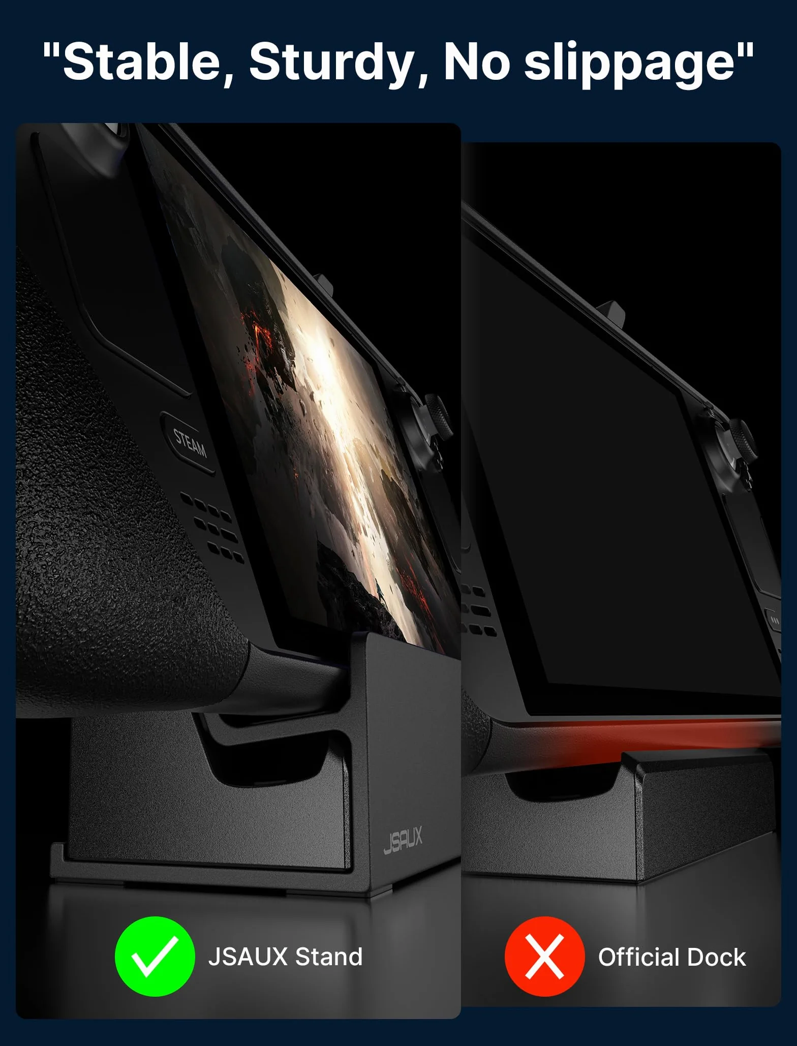 JSAUX Stojak kompatybilny z oficjalną stacją dokującą Steam Deck, Steam Deck OLED i ROG Ally z etui, matowy stojak ze stopu aluminium do zabawy, kompatybilny z Steam Deck, z antypoślizgowym uchwytem