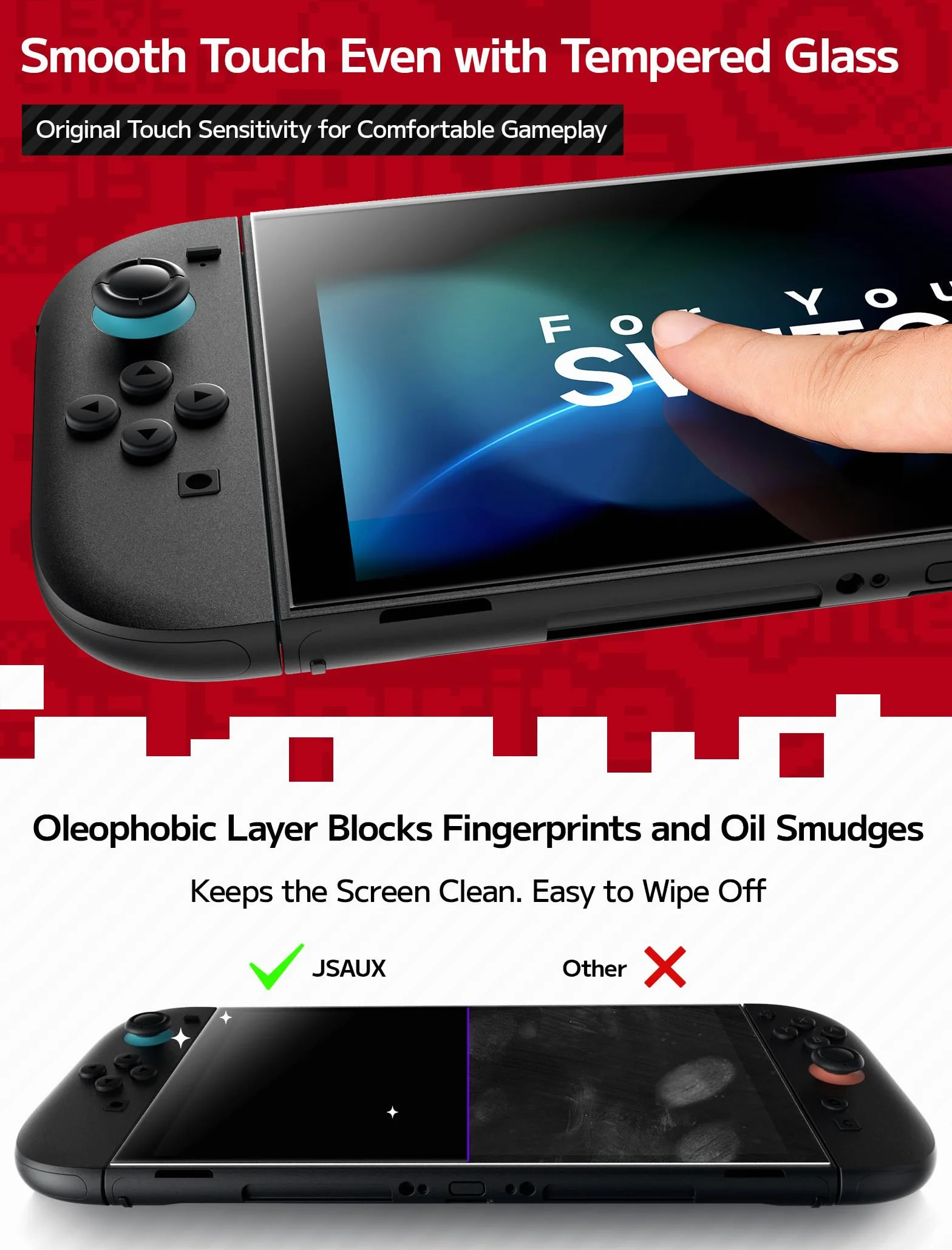 JSAUX 2-pak antyodblaskowych ochraniaczy ekranu kompatybilny z Nintendo Switch 2, matowa szklana osłona o twardości 9H, łatwa w instalacji, z ramką prowadzącą, odporne na zarysowania szkło hartowane