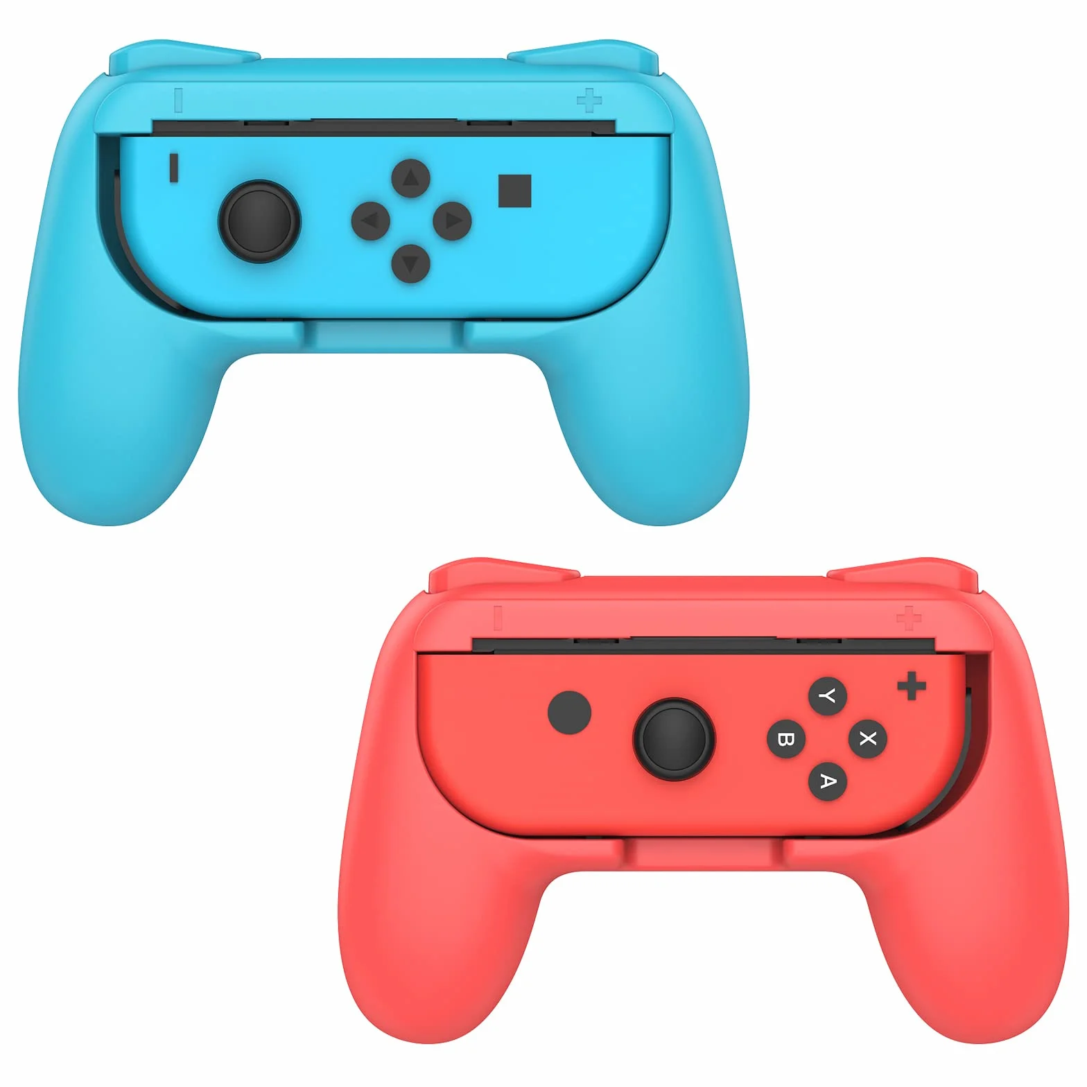 MoKo 2 szt. uchwyt kompatybilny z przełącznikiem Nintendo, zestaw kontrolerów ABS do kontrolera Joy-Con wygodny kontroler redukujący zmęczenie do przełączania Joy-Con - czerwony niebieski