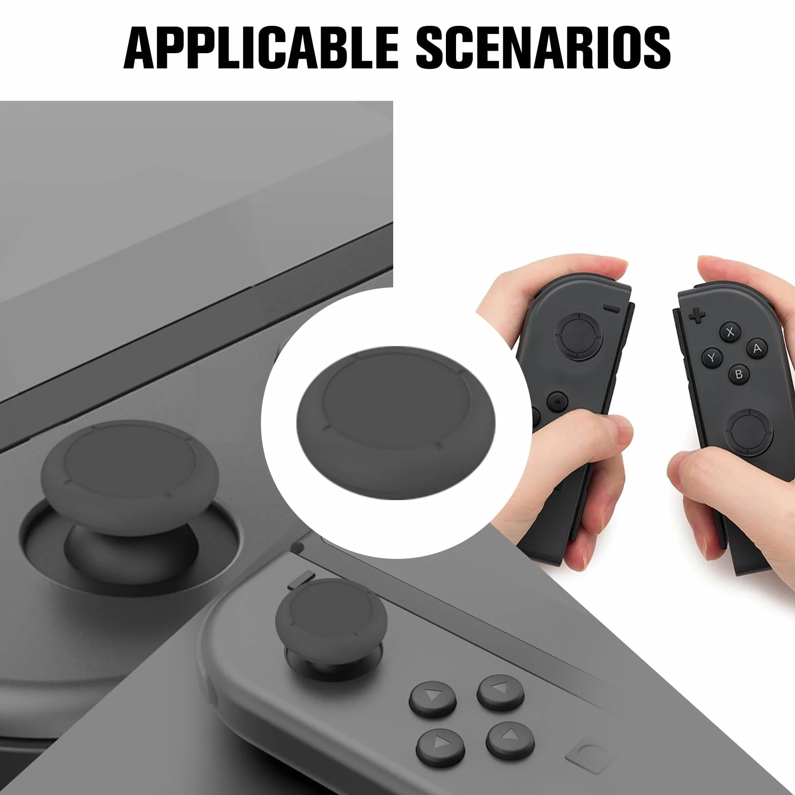 Zamienne osłony joysticka do przełącznika, naprawa analogowego gamepada 3D, uchwyty na kciuki, miękkie, silikonowe kciuki, zestaw części zamiennych, kompatybilny z kontrolerem Nintendo Switch Lite