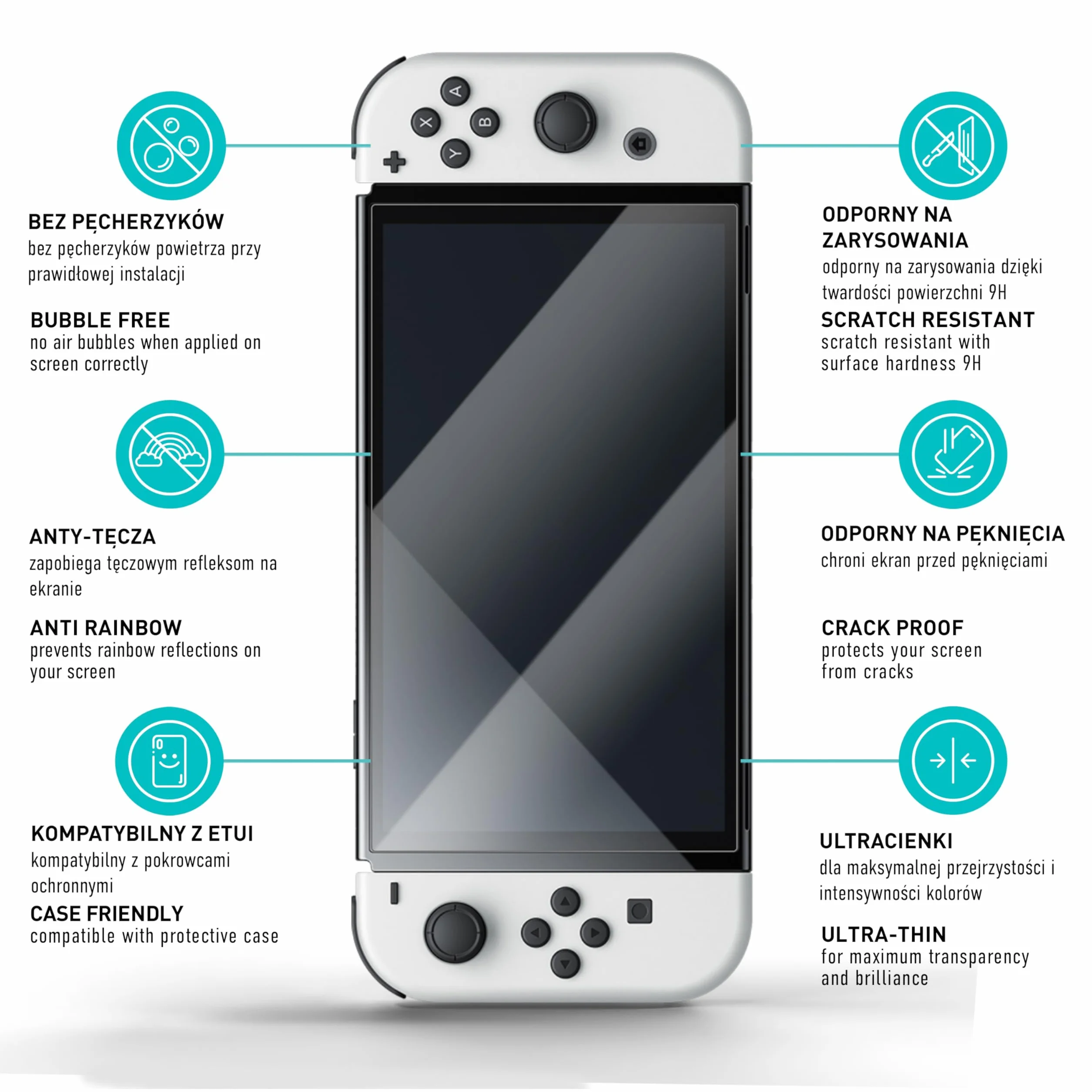 smartect Szkło Hartowane [2 Sztuki, Clear] dla Nintendo Switch OLED, Szklana Ochrona Ekranu 9H, Ochraniacz Ekranu bez Pęcherzyków, Bez Odcisków palców