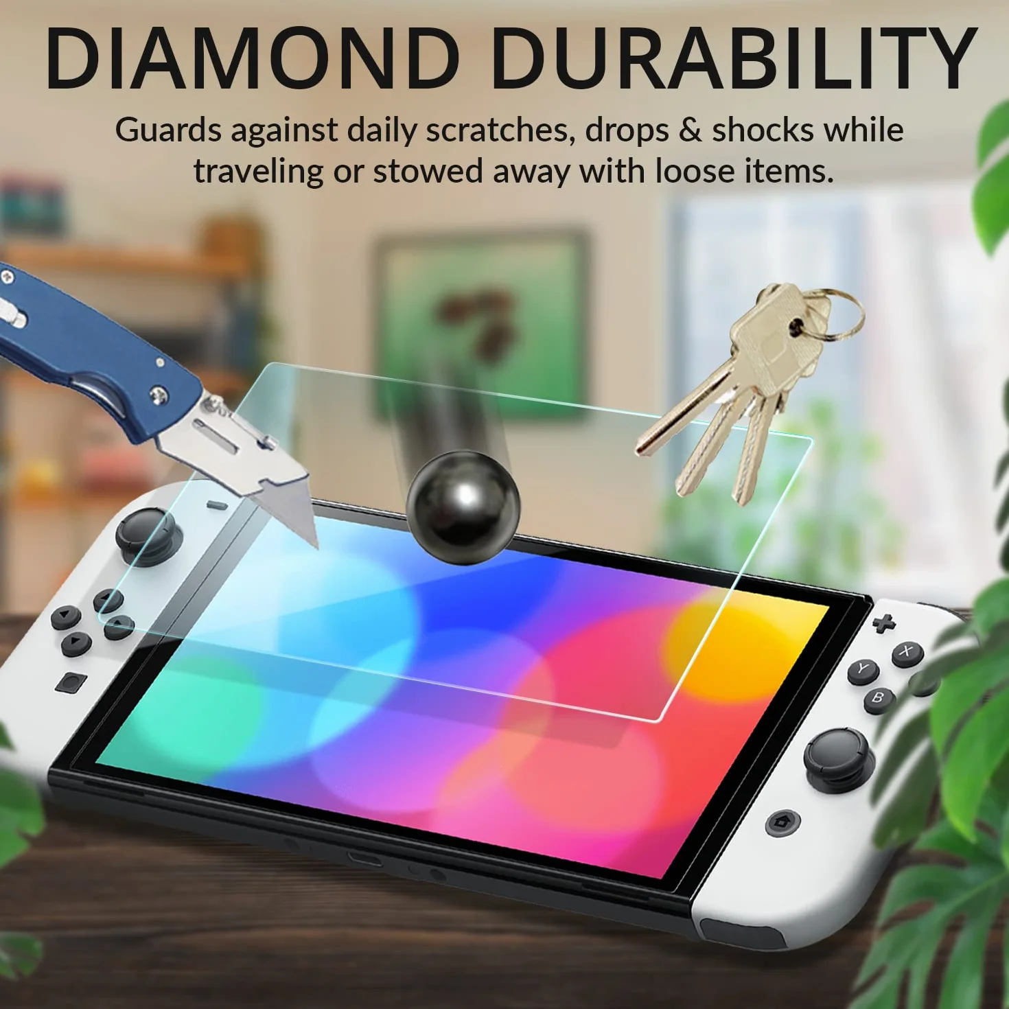 Orzly Zestaw ochraniaczy ekranu do konsoli Nintendo switch OLED model 2021-4-pakowe szkło hartowane z akcesoriami do łatwej instalacji Dożywotnia edycja