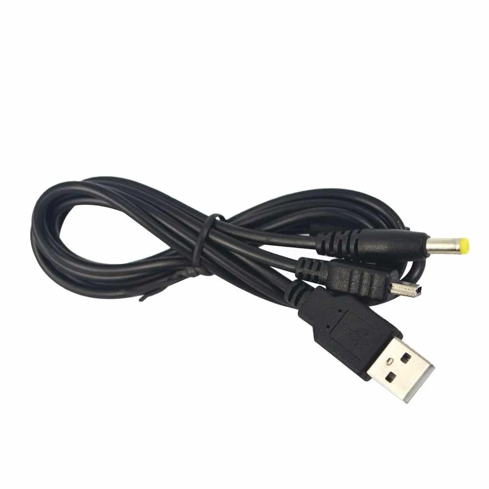 OcioDual Kabel ładujący USB DC Kabel do ładowania kompatybilny z PSP 1000 PSP 2000 PSP 3000, głośniki, kamery bezpieczeństwa, uniwersalna ładowarka do baterii, 5 V, 2A, USB 2.0, czarny 1,2 m