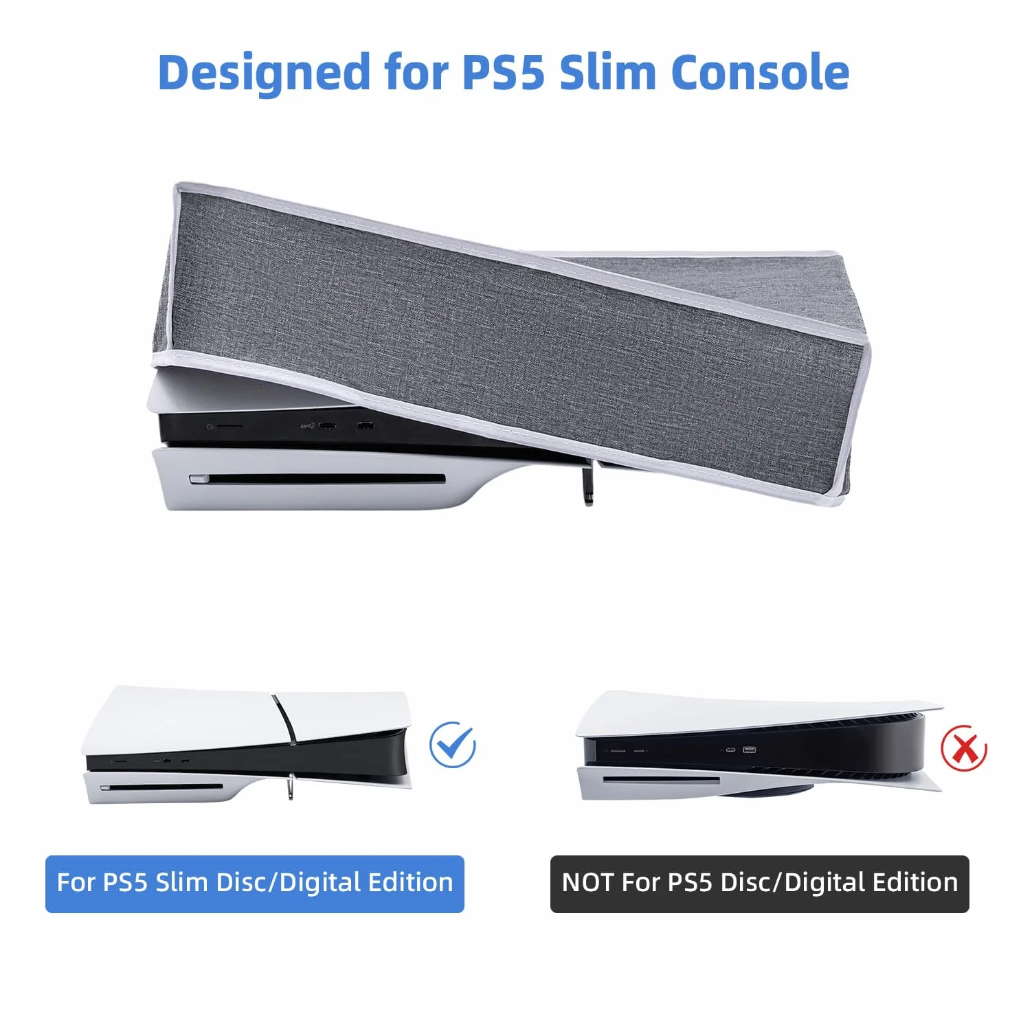 Mcbazel Pokrowiec pyłoszczelny wodoodporny pokrowiec ochronny na PS5 Slim - szary (nie do PS5/PS5 Pro)