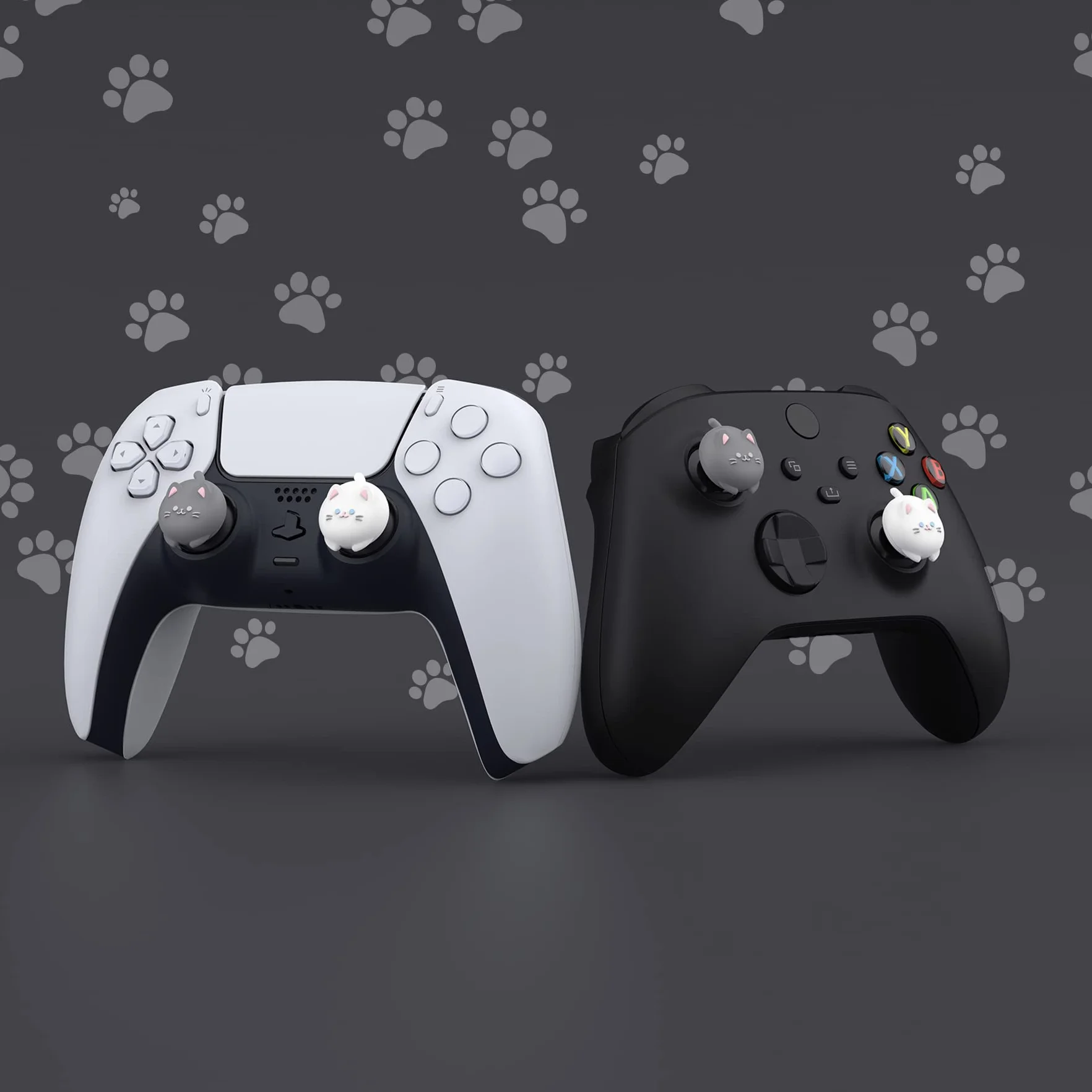 PlayVital 4PCS Thumb Grip Caps do ps5 Controller Nakładki na kciuk do ps4,Analogowa Osłona Sztyftu kompatybilny z Xbox Series X/S,Uchwytami na Kciuki do Switch Pro-Kociak