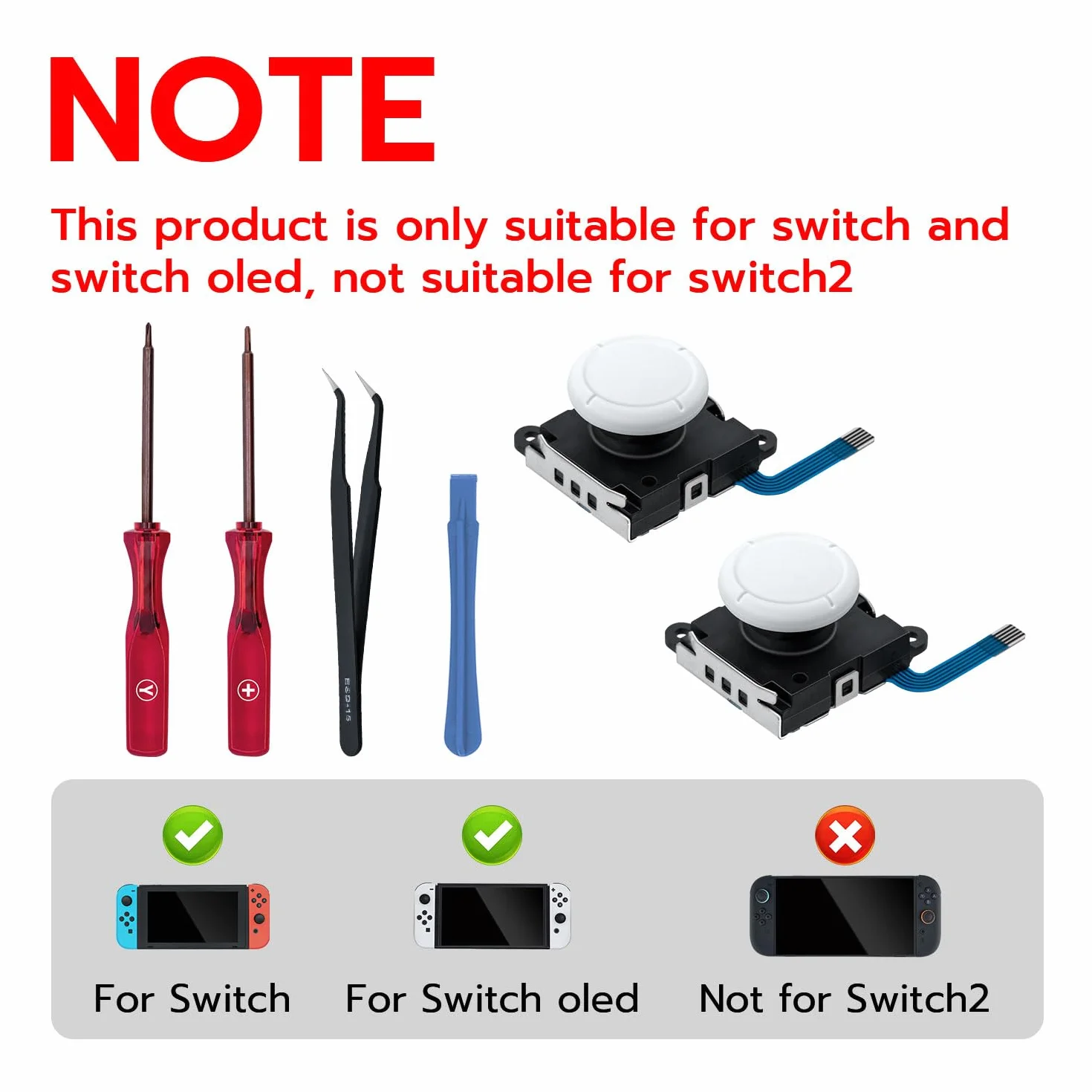 Mcbazel Joycon 3D analogowy joystick zamiennik z zestawem narzędzi naprawczych do przełącznika NS / przełącznika OLED Joy-Con/Switch Lite, biały
