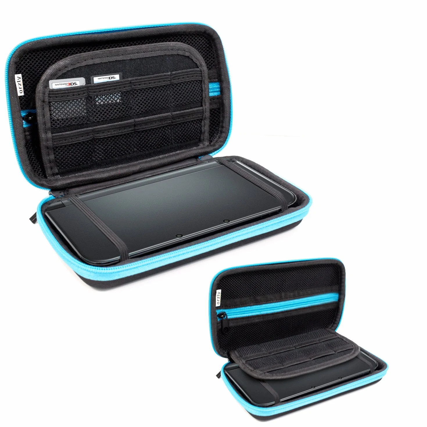 Orzly Etui 3DSXL, etui do nowego 3DS XL lub oryginalnego Nintendo 3DS XL - Ochronna twarda obudowa przenośna torba podróżna na konsole 3DS XL z przegródkami na gry i kieszenią na zamek błyskawiczny -