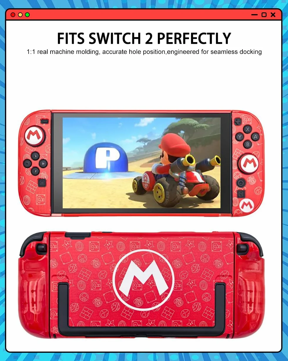 Slim Cover for Nintendo Switch 2 case, Joy-Con split design, Hard Slim Lightweight Anti-Scratch Full Protective Dockable Switch 2 Controller Case Shockproof Non-Slip for Switch 2 Accessories