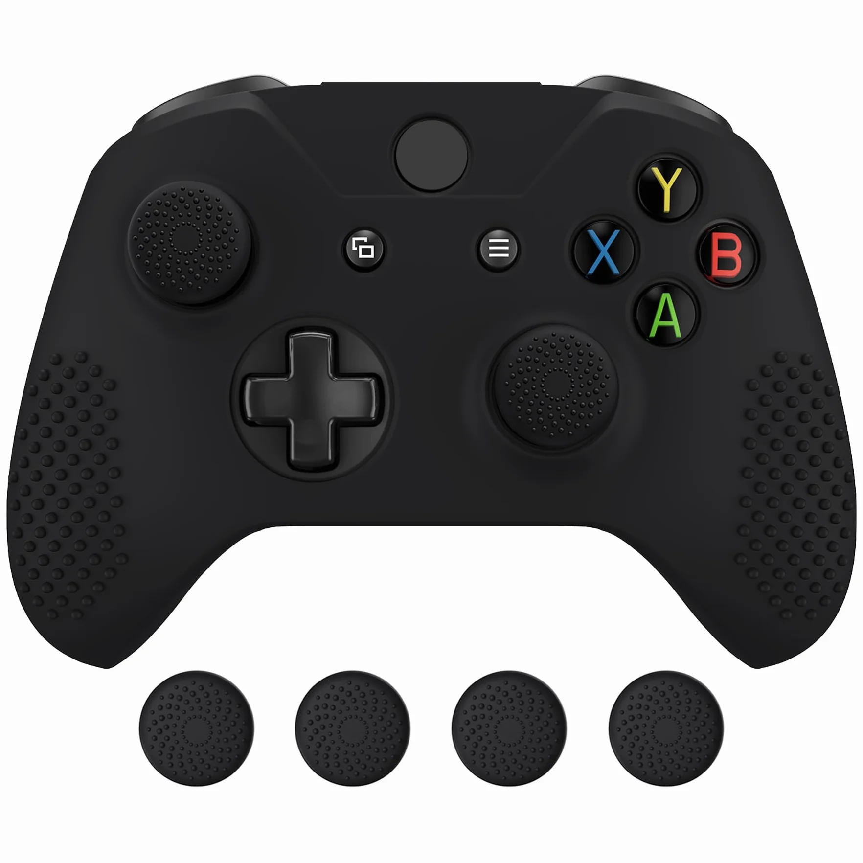 eXtremeRate Miękkie antypoślizgowe silikonowe etui pokrowiec na kciuk kij nakładki ochronne skórki do kontrolera Xbox One S/Xbox One X czarny