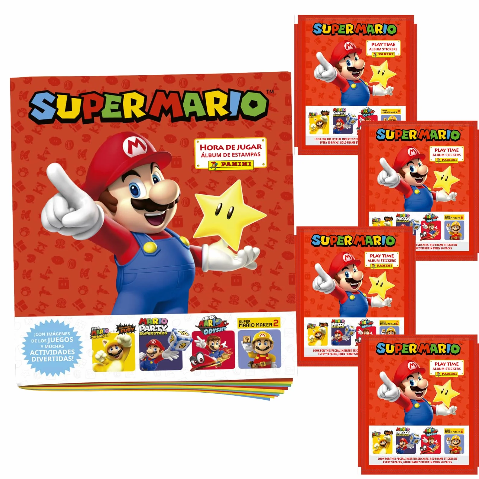 Panini Super Mario Playtime Sticker Collection Album na Naklejki, Papier, Wielokolorowy, 176 Sztuk