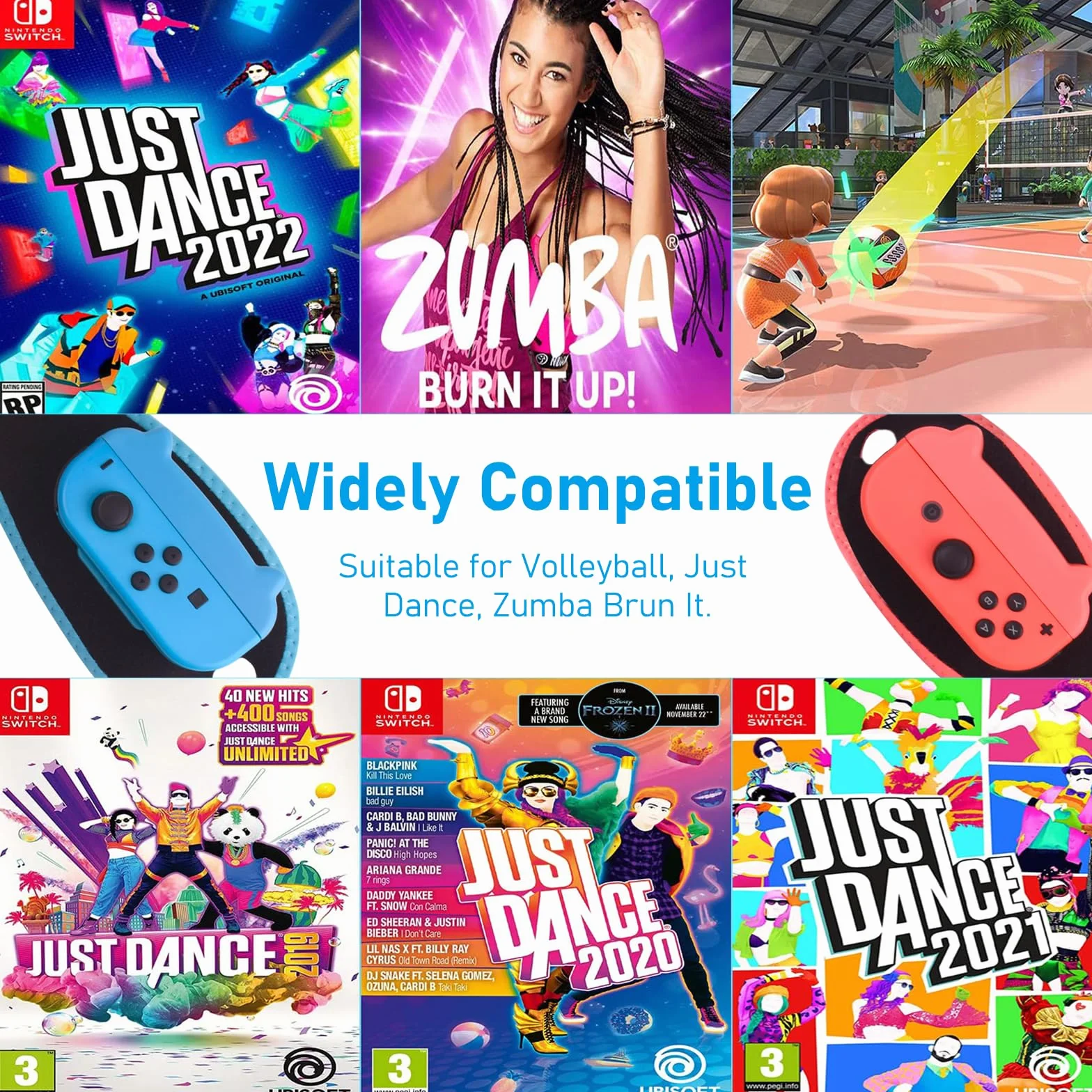 Regulowany Pasek na Nadgarstek do KontroleróW Switch Joy Con, Kompatybilny z Akcesoriami Just Dance 2024 2023 2022 2021 i Zumba Burn It Up Switch. Odpowiedni dla DorosłYch i Dzieci