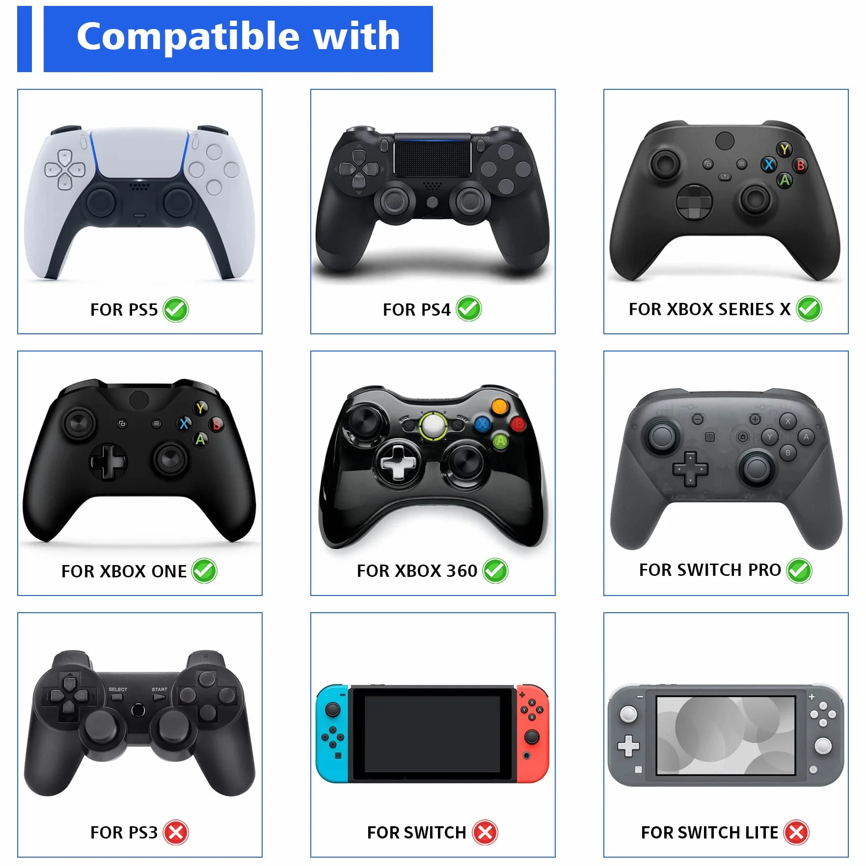 PlayVital 4PCS Thumb Grip Caps do ps5 Controller Nakładki na kciuk do ps4,Analogowa Osłona Sztyftu kompatybilny z Xbox Series X/S,Uchwytami na Kciuki do Switch Pro-Granatowy&Jasny Szary