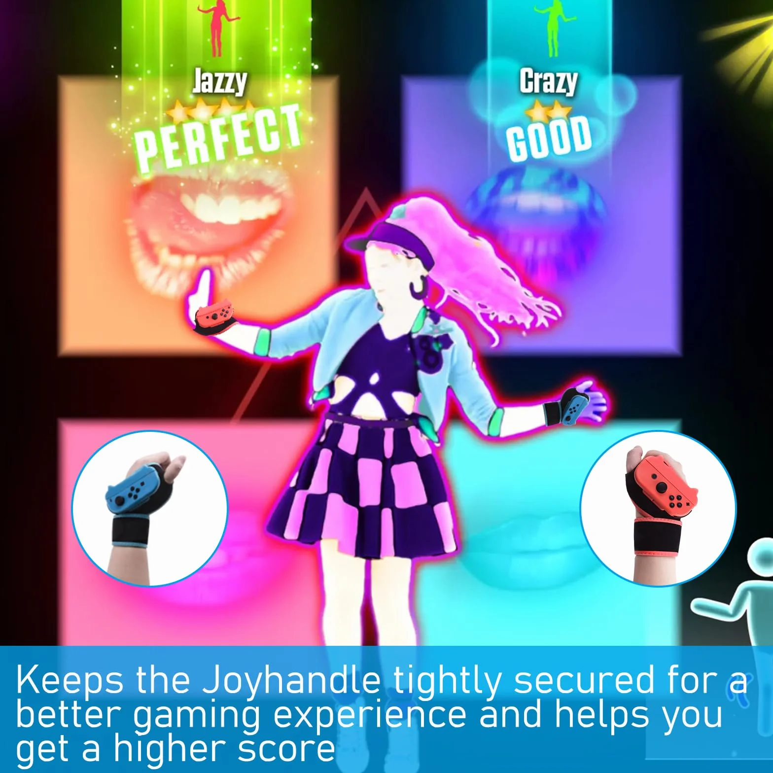 Regulowany Pasek na Nadgarstek do KontroleróW Switch Joy Con, Kompatybilny z Akcesoriami Just Dance 2024 2023 2022 2021 i Zumba Burn It Up Switch. Odpowiedni dla DorosłYch i Dzieci