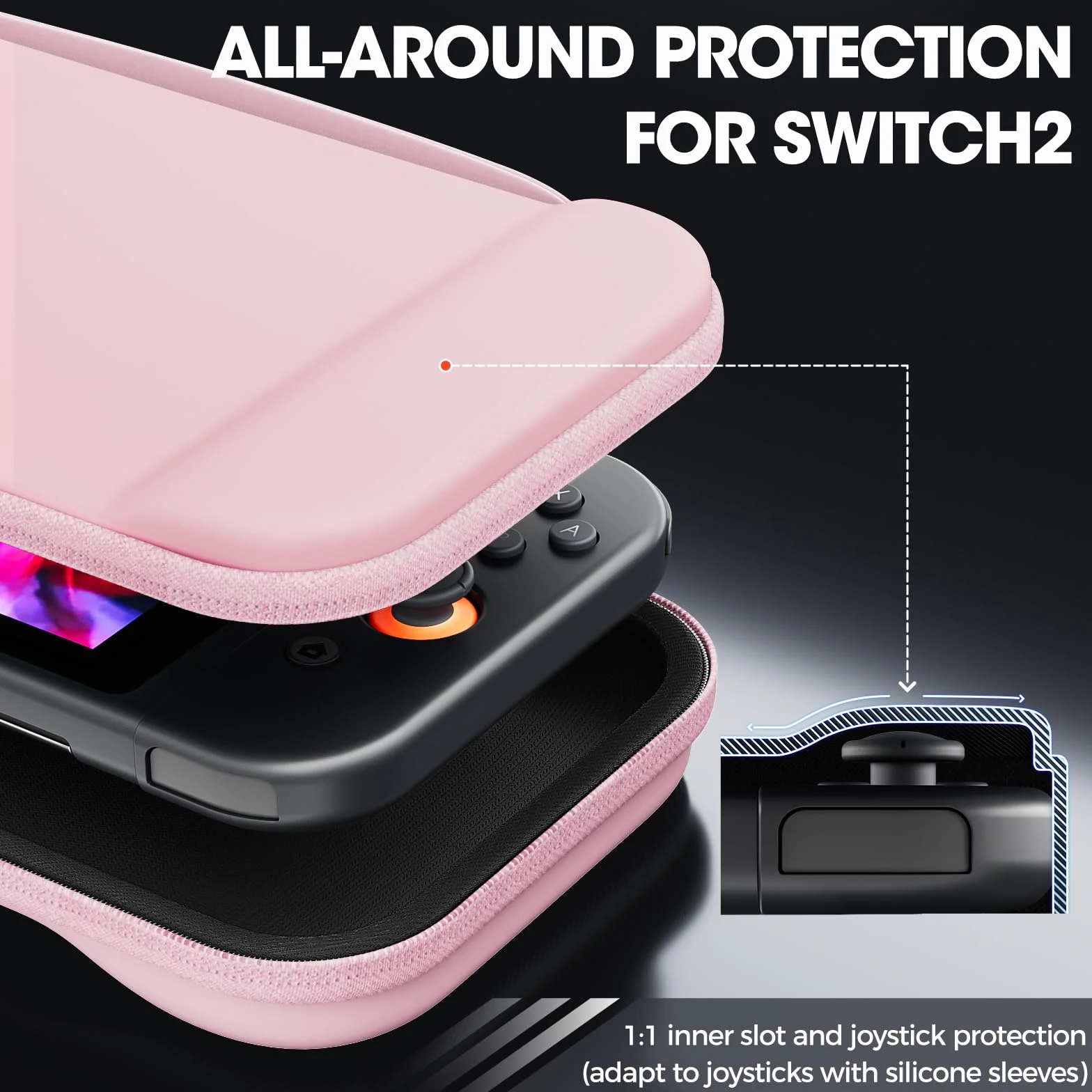 ProCase Leicht Tragetasche for 2025 Nintendo Switch 2, z 12 przegródkami na karty do gier, schutzhülle na konsolę i akcesoria - Rosa, schlank
