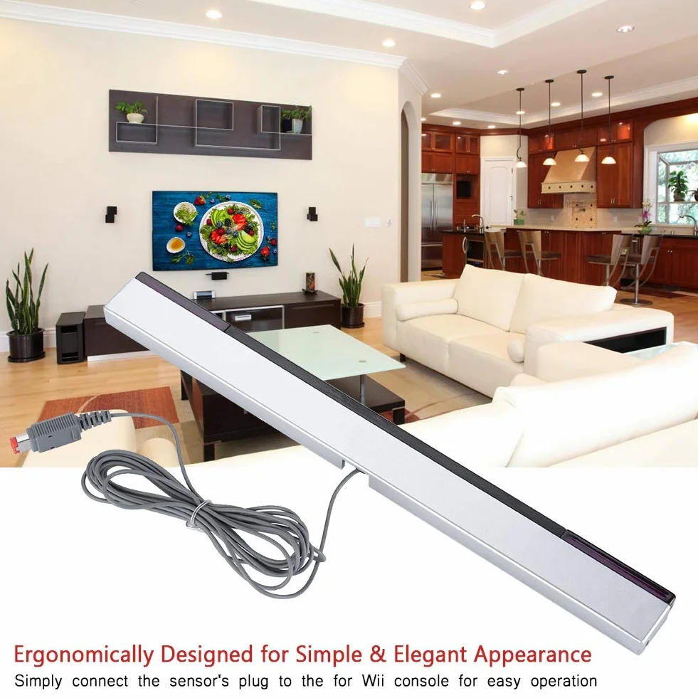 Wii Sensor Bar przewodowy odbiornik z czujnikiem podczerwieni, pasek czujnika do gier, do WII U dla WII