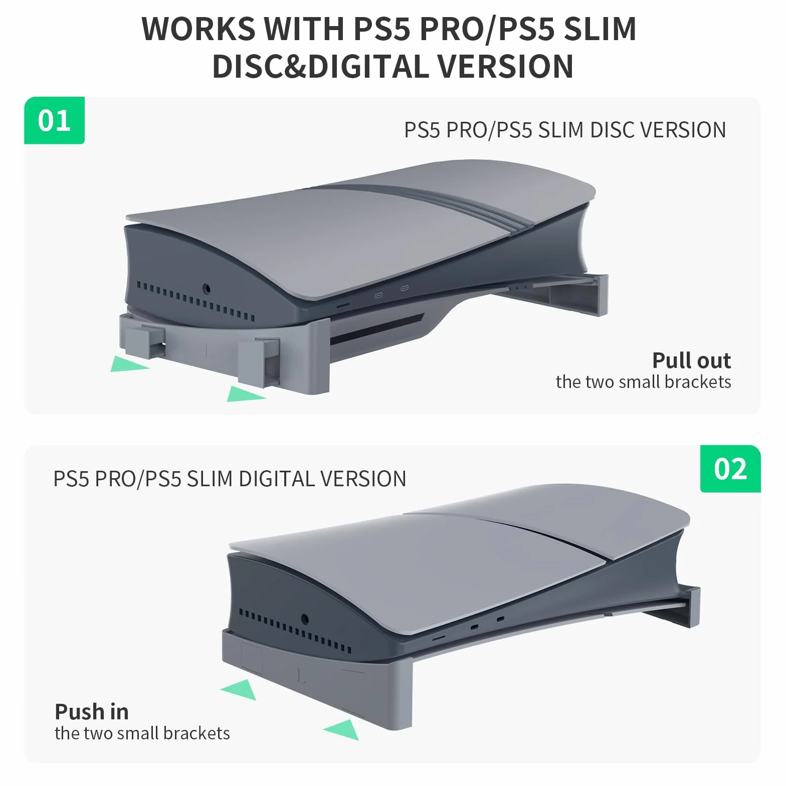 Poziomy wspornik stojaka ABS do PS5 Pro Digital i Disc do PS5 Slim Console Mount Holder akcesoria (szary)