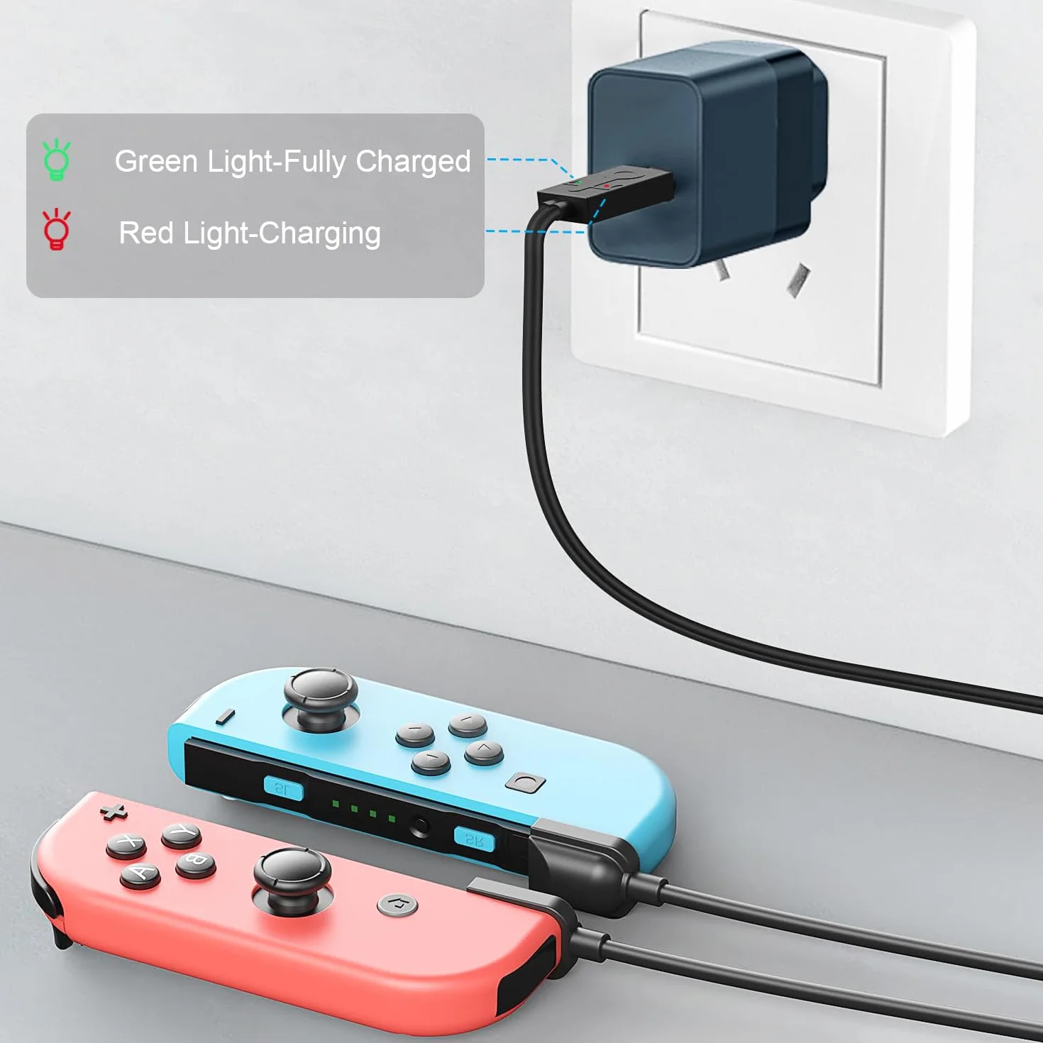 Ładowarka Kabel do Switch, Tendak Przenośny kabel ładujący do konsoli Nintendo Switch OLED kontroler, kabel ładowarki ze wskaźnikiem LED