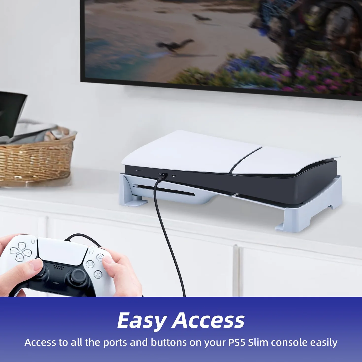 Poziomy Stojak do ps5 i Slim, podstawa do PS5 Disc & Digital Edition, stabilna antypoślizgowa, kompatybilna