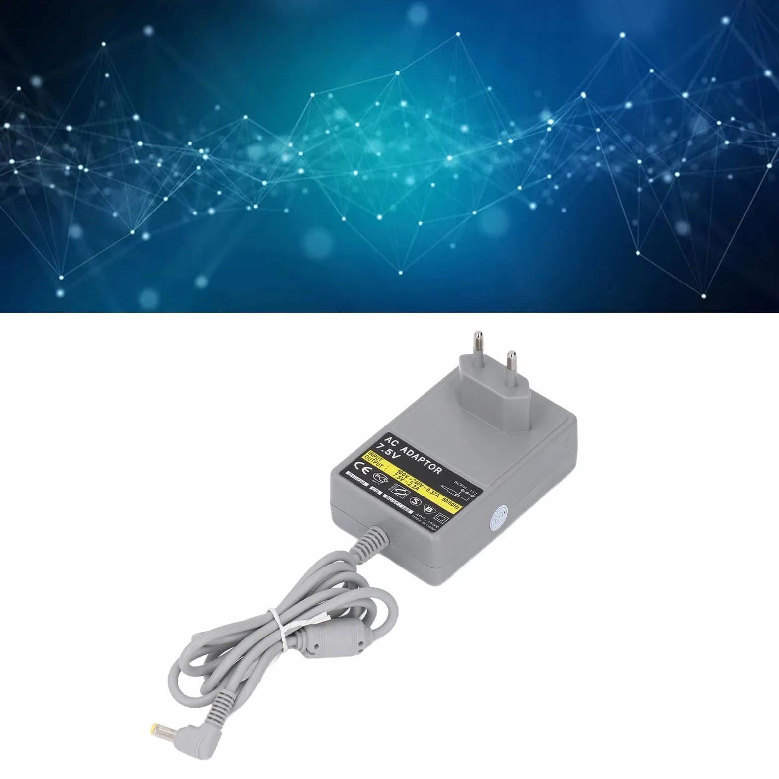 Ładowarka Zasilająca do PS1, Zasilacz Sieciowy 7,5 V Zasilacz ładowarki z Kablem ładującym, ładowarki ścienne do Konsoli PS One PS1, Wtyczka EU, 100 V do 240 V