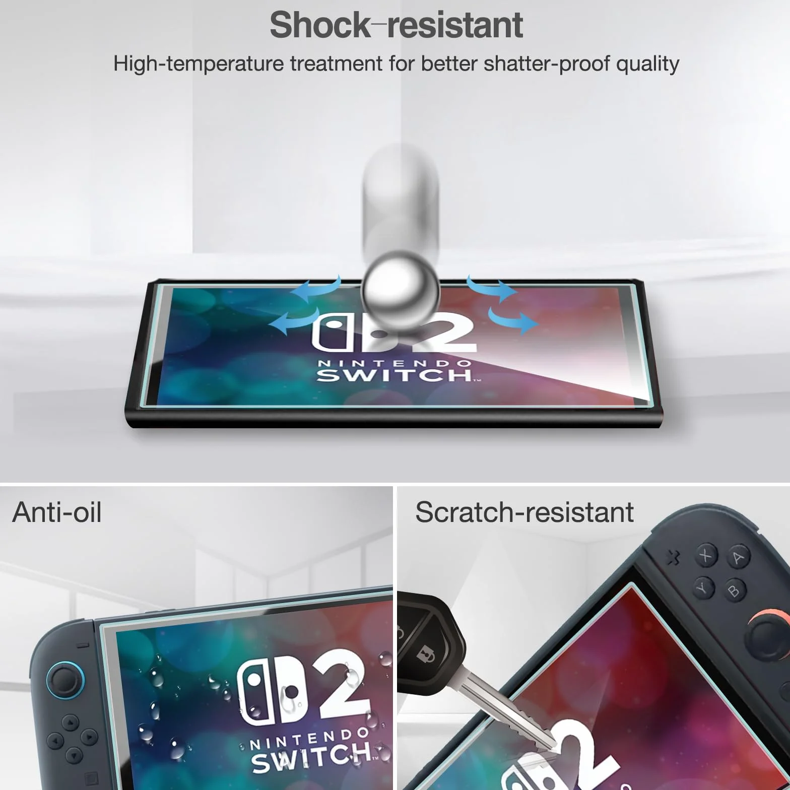 ProCase Ochraniacz ekranu do Nintendo Switch 2, osłona ekranu ze szkła hartowanego, zaokrąglona krawędź, osłona z prawdziwego szkła, kompatybilna z Nintendo Switch, 2-3 szt