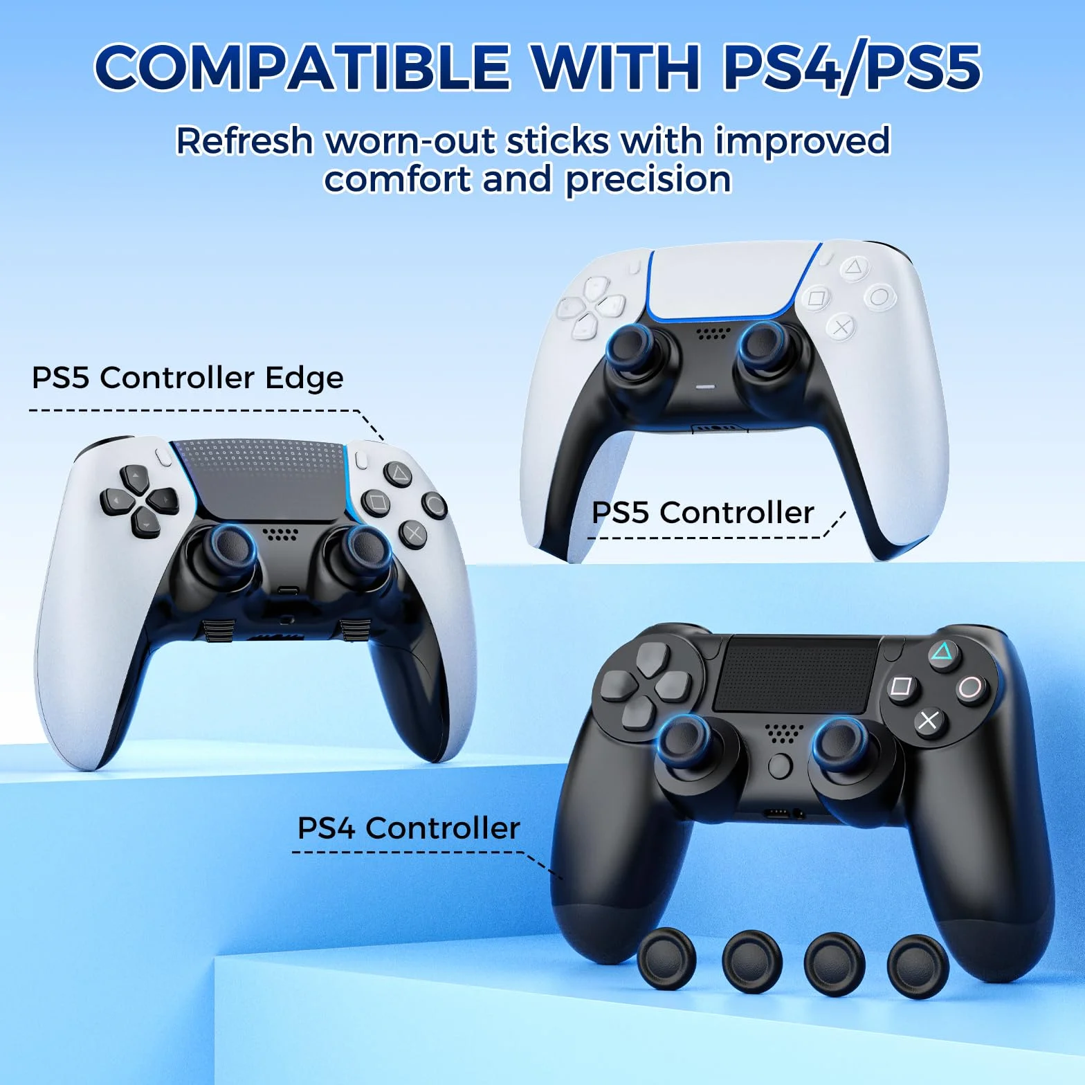 Wymienna nasadka joysticka na kciuki do kontrolera PS5/PS4, IINE PS5/PS4, osłona przycisków kontrolera, 3D, analogowa nasadka, część zamienna, akcesoria naprawcze, 6 szt